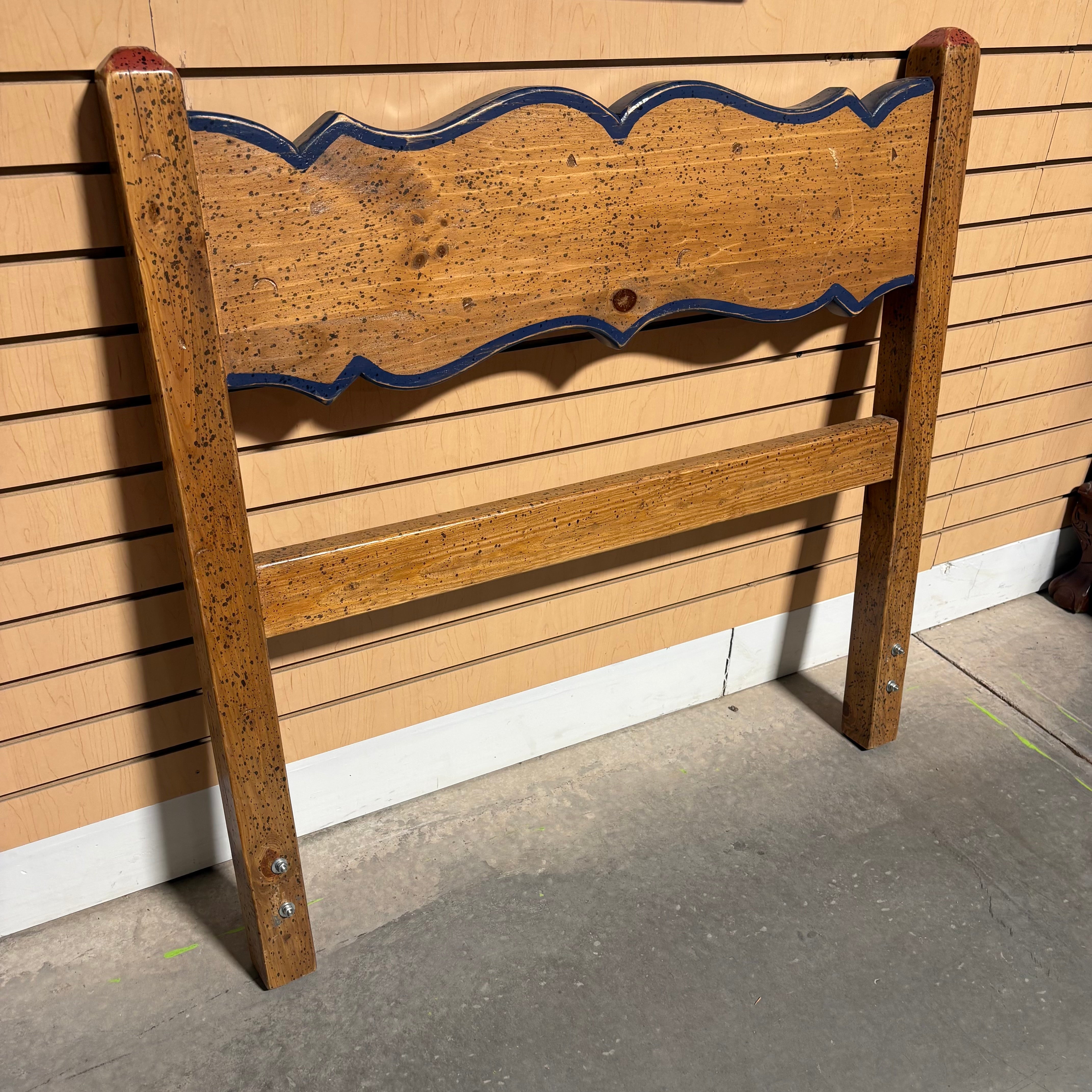 TWIN David Marsh Blue and Red Painted Solid Wood Headboard