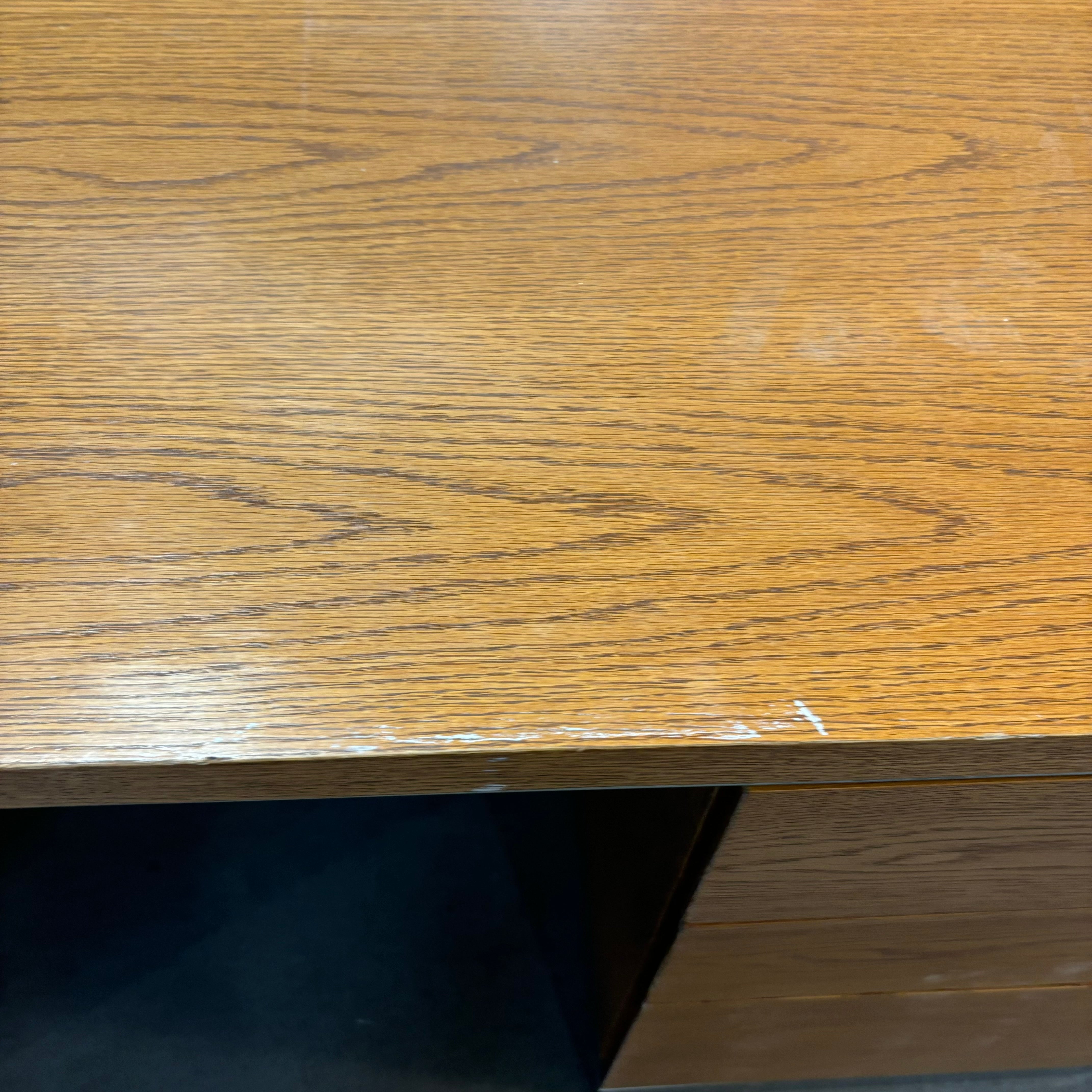 6 Drawer with Pullout Tray Solid Medium Finish Wood with Metal Toekick Desk 60"x 30"x 29"