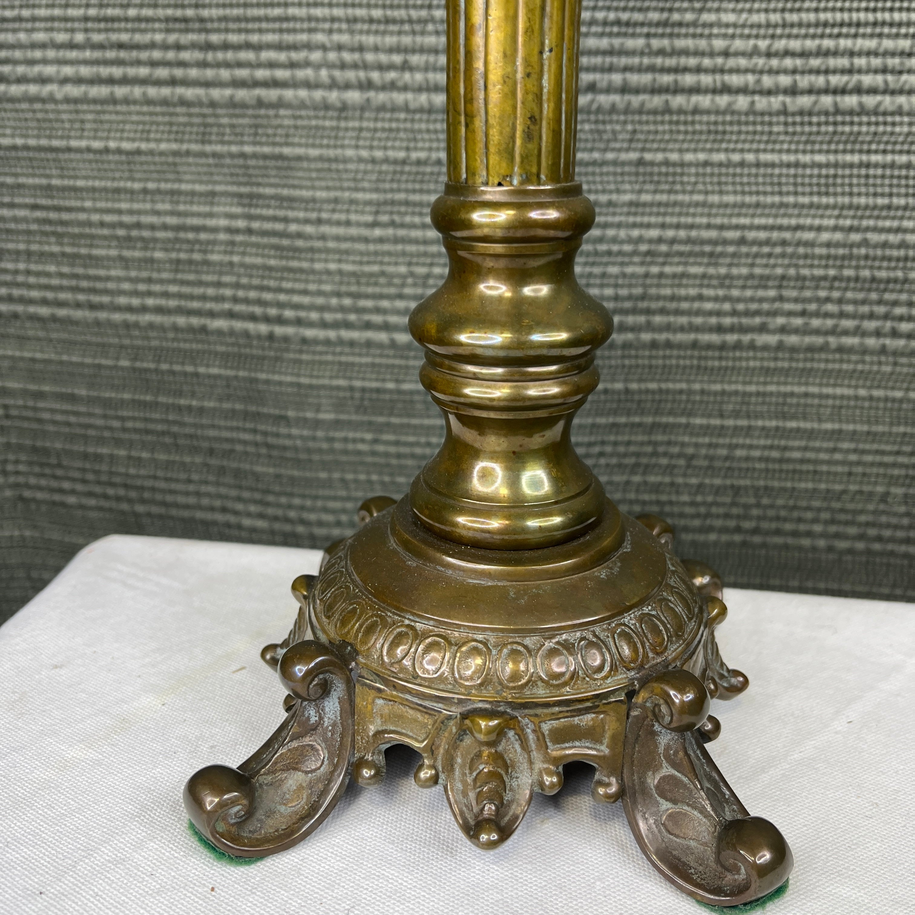 Antique Ornate Natural Patina Brass Candlestick Table Lamp 5"x 5"x 20"