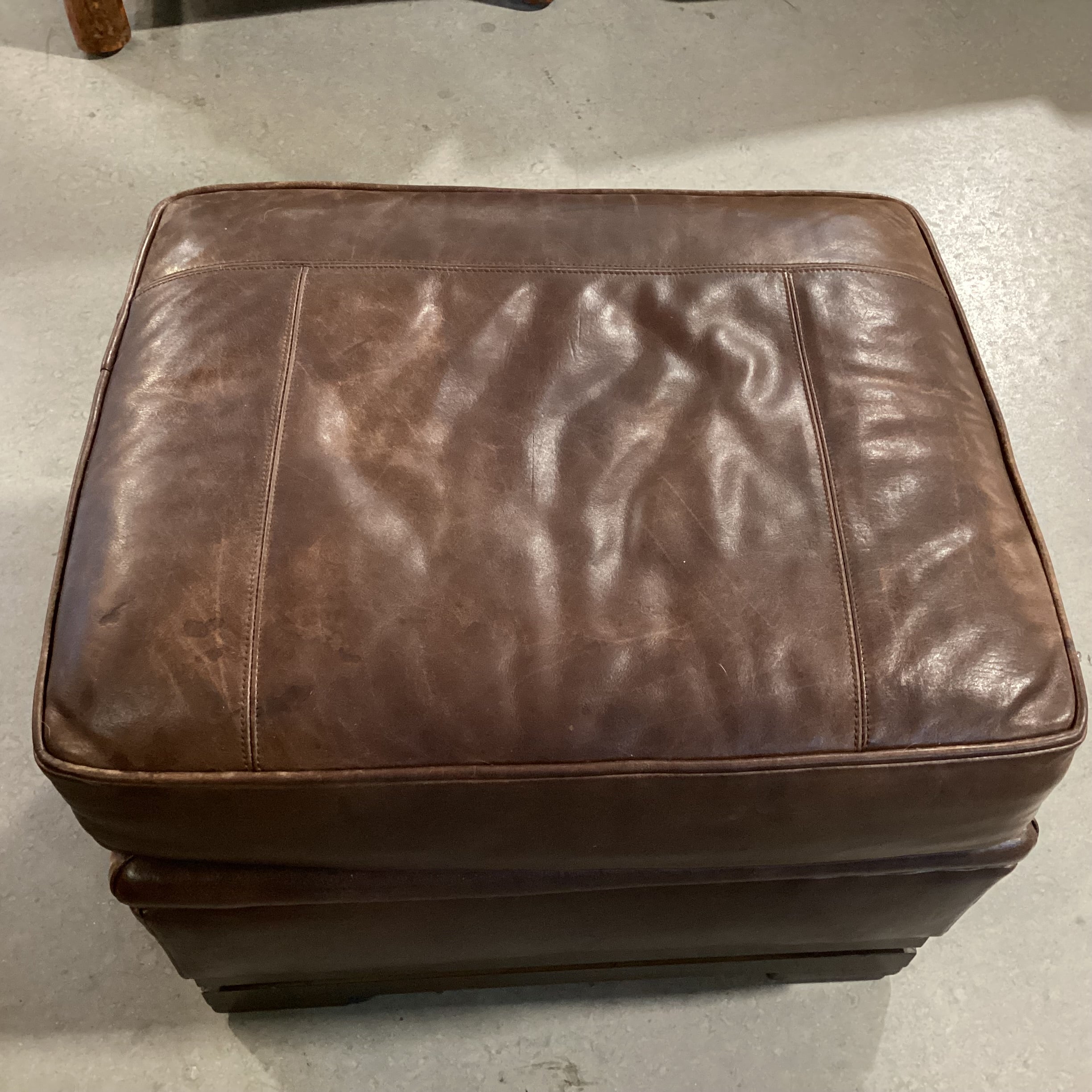 Mulholland Brothers Home Collection by Eric Brand Art Deco Style Leather Nailhead with Ottoman Club Chair 36"x 35"x 37.5"