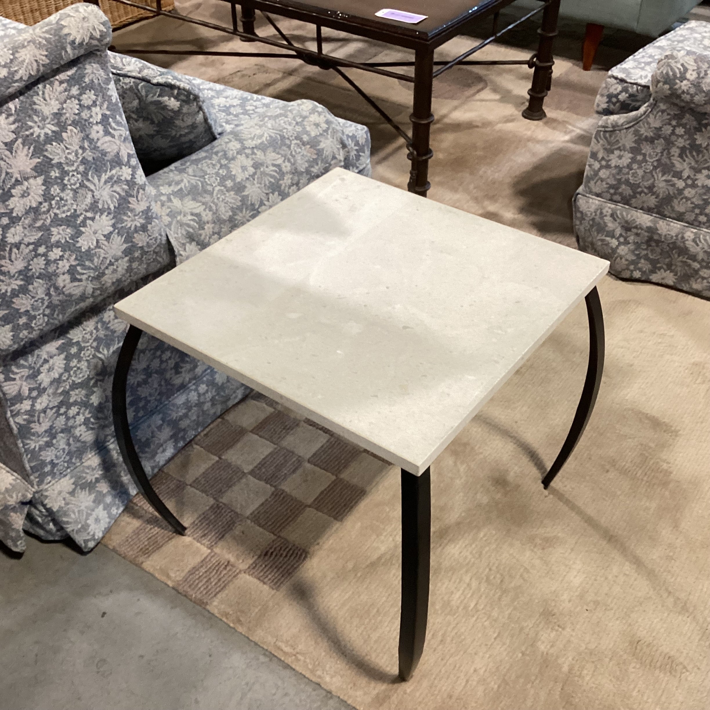 Iron & Stone Top End Table 22"x 22"x 20"