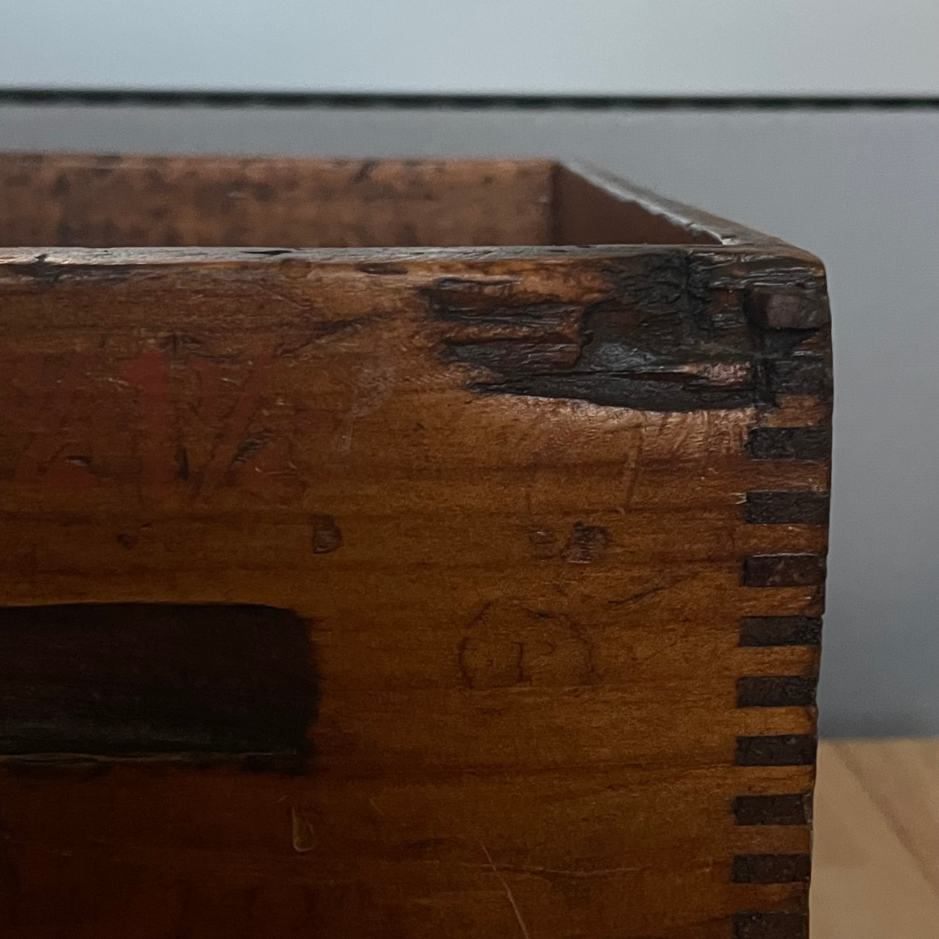 Antique Peters High Velocity Wooden Dove Tailed Ammo Crate,14.25"x 9.25"x 9"