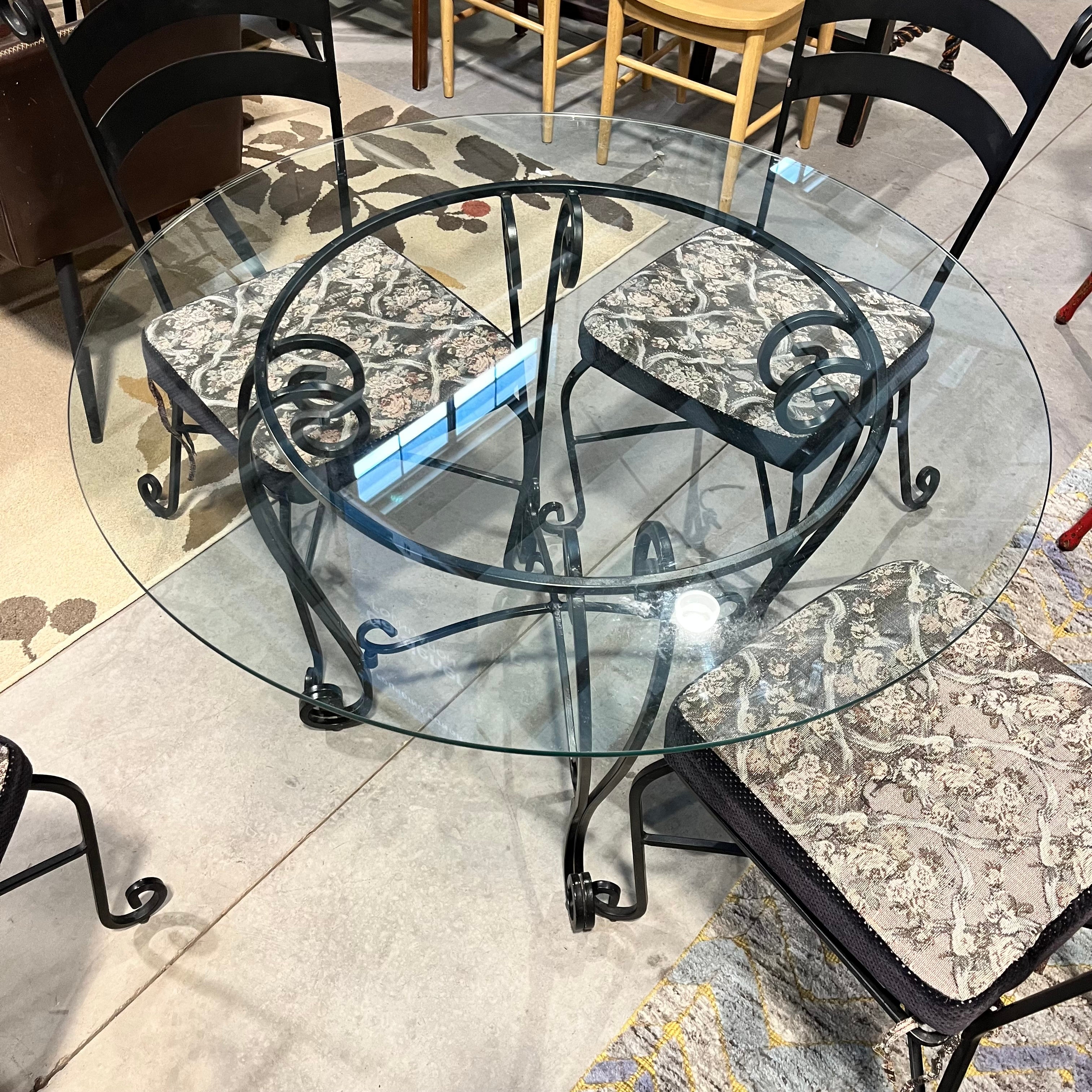 Glass Table with 4 Chairs Dining Set 42" Diameter x 30"