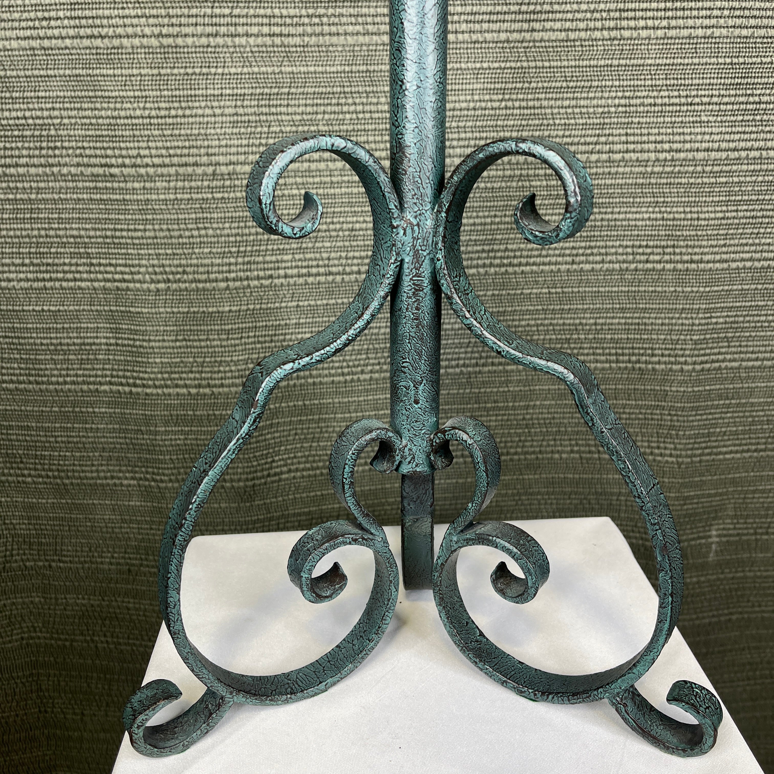 Dana Creath Textured Verdigris Iron Scroll Tripod Table Lamp Table Lamp 11"x 11"x 27.5"