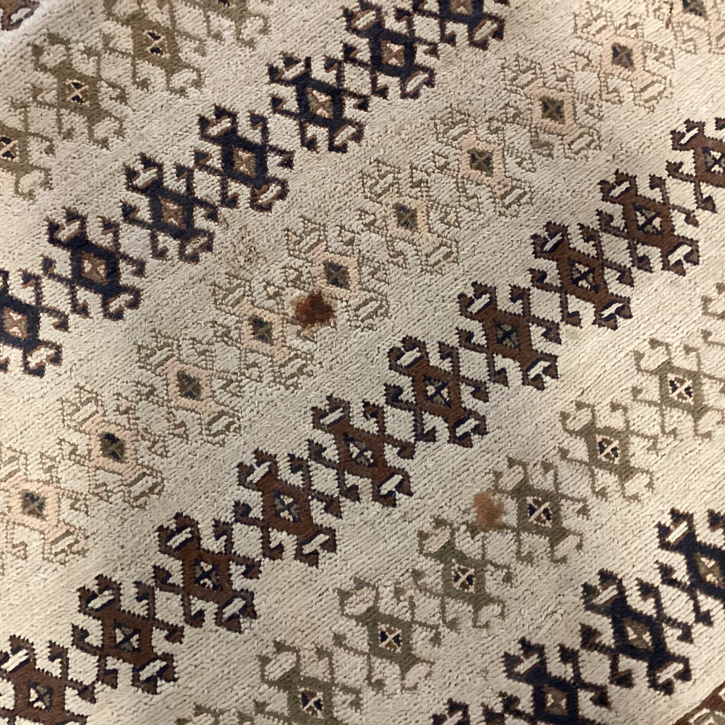 Vintage Tan & Brown Hand Woven Wool Rug 9'x 10'4"