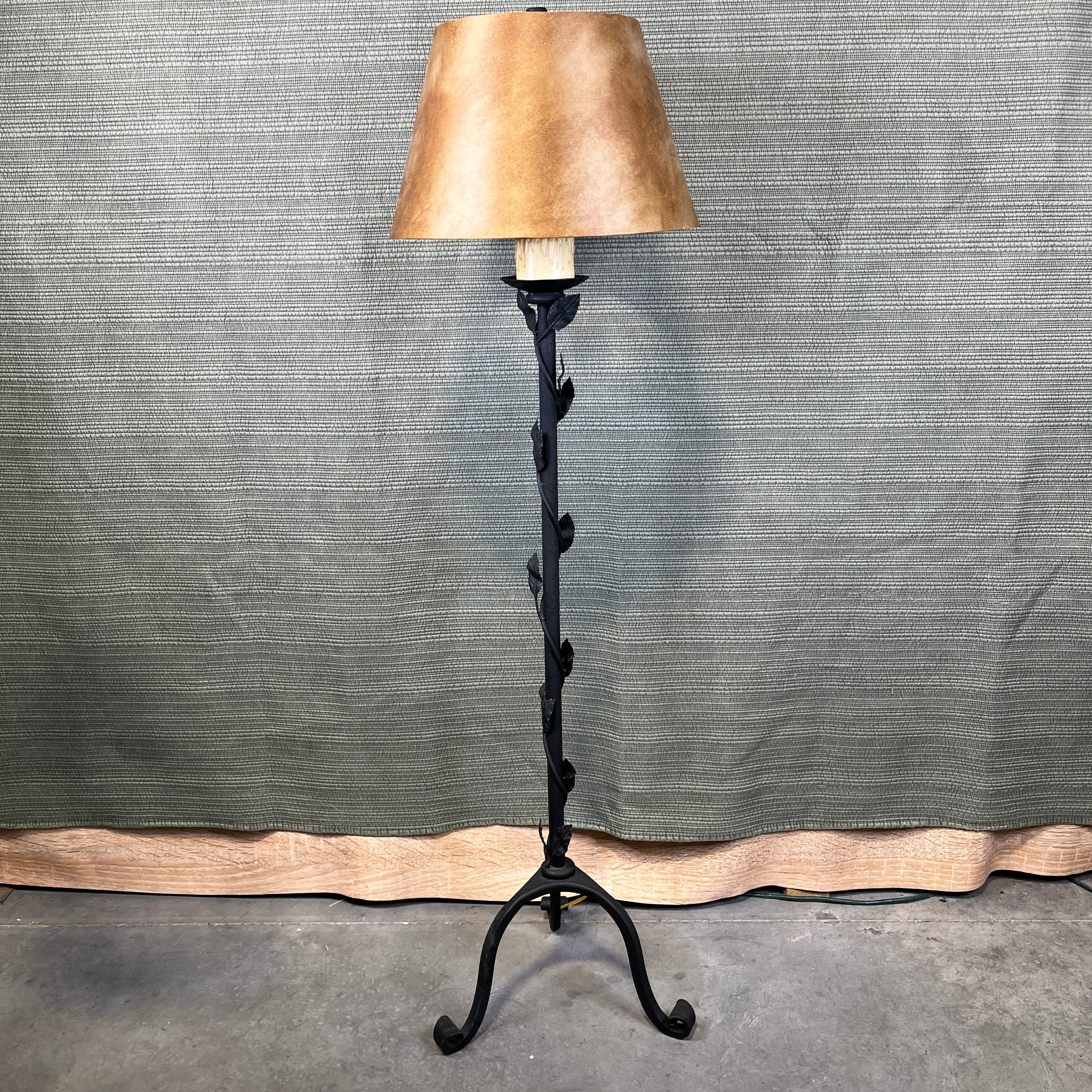 Dana Creath Rustic Textured Iron Vine Tripod with Shade Floor Lamp 17"x 17"x 62"