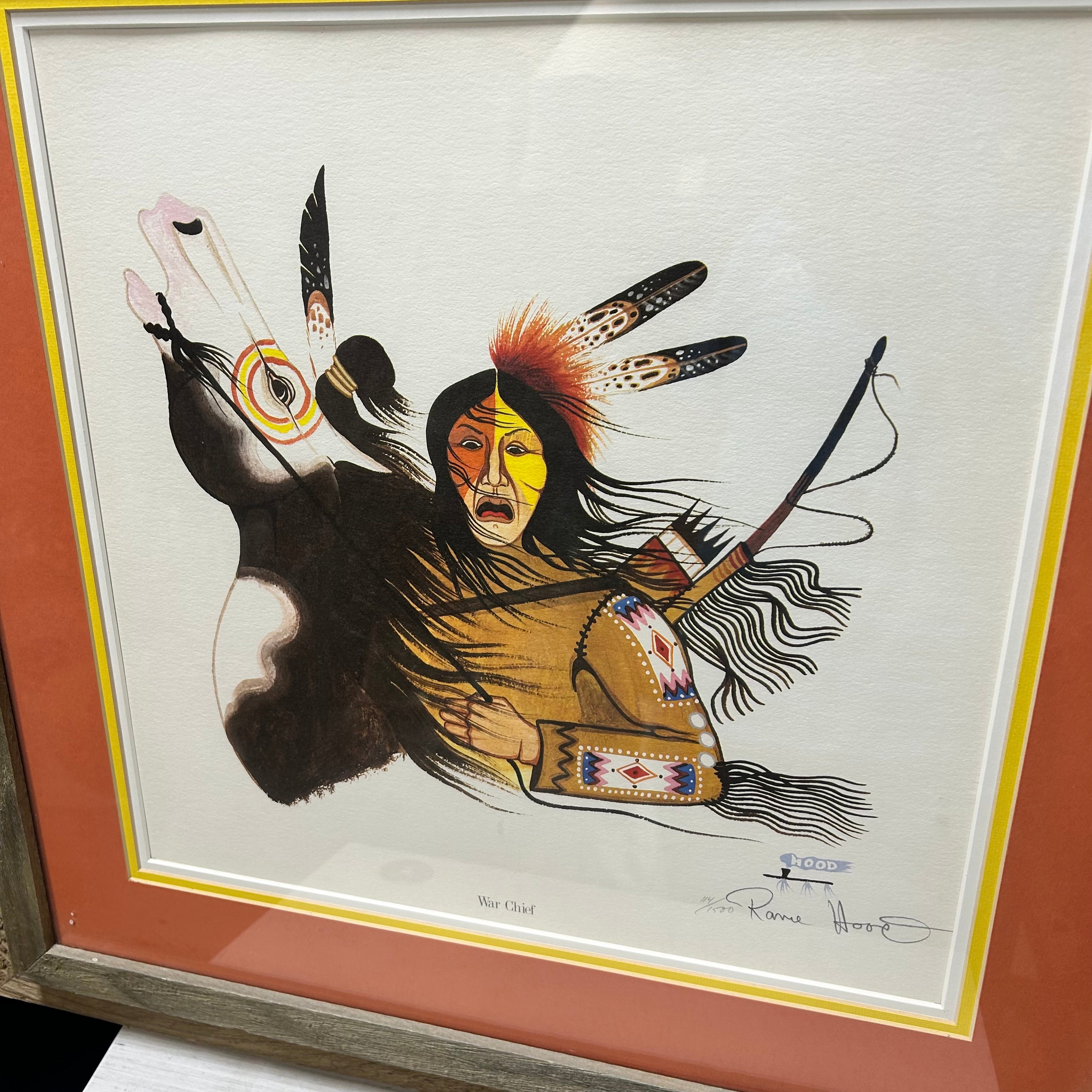 Rance Hood "WAR CHIEF" Lithograph Signed & Numbered 26"x 26"