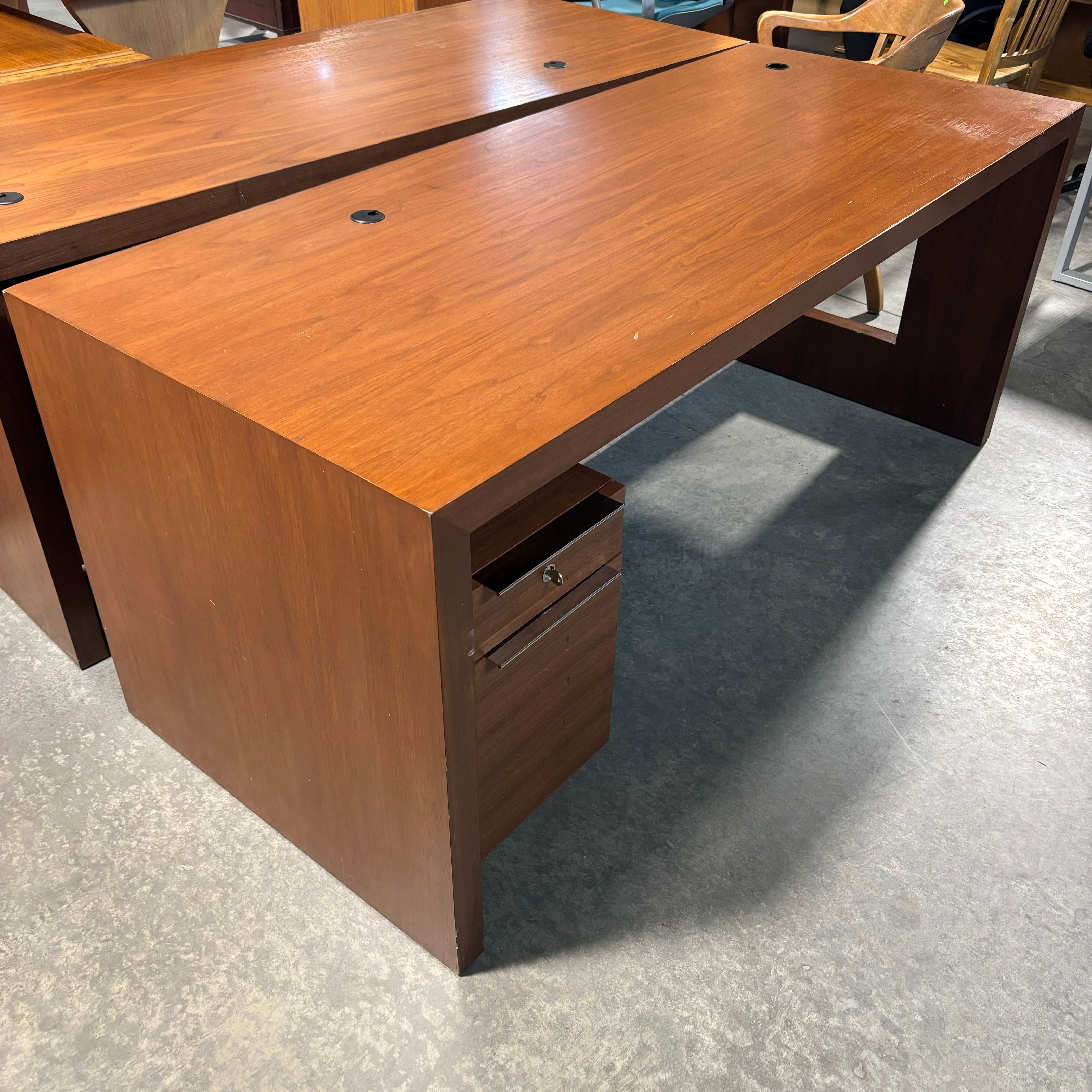 Medium Finish Solid Wood with 2 Soft Close Drawers Executive Desk 72"x 30"x 30"