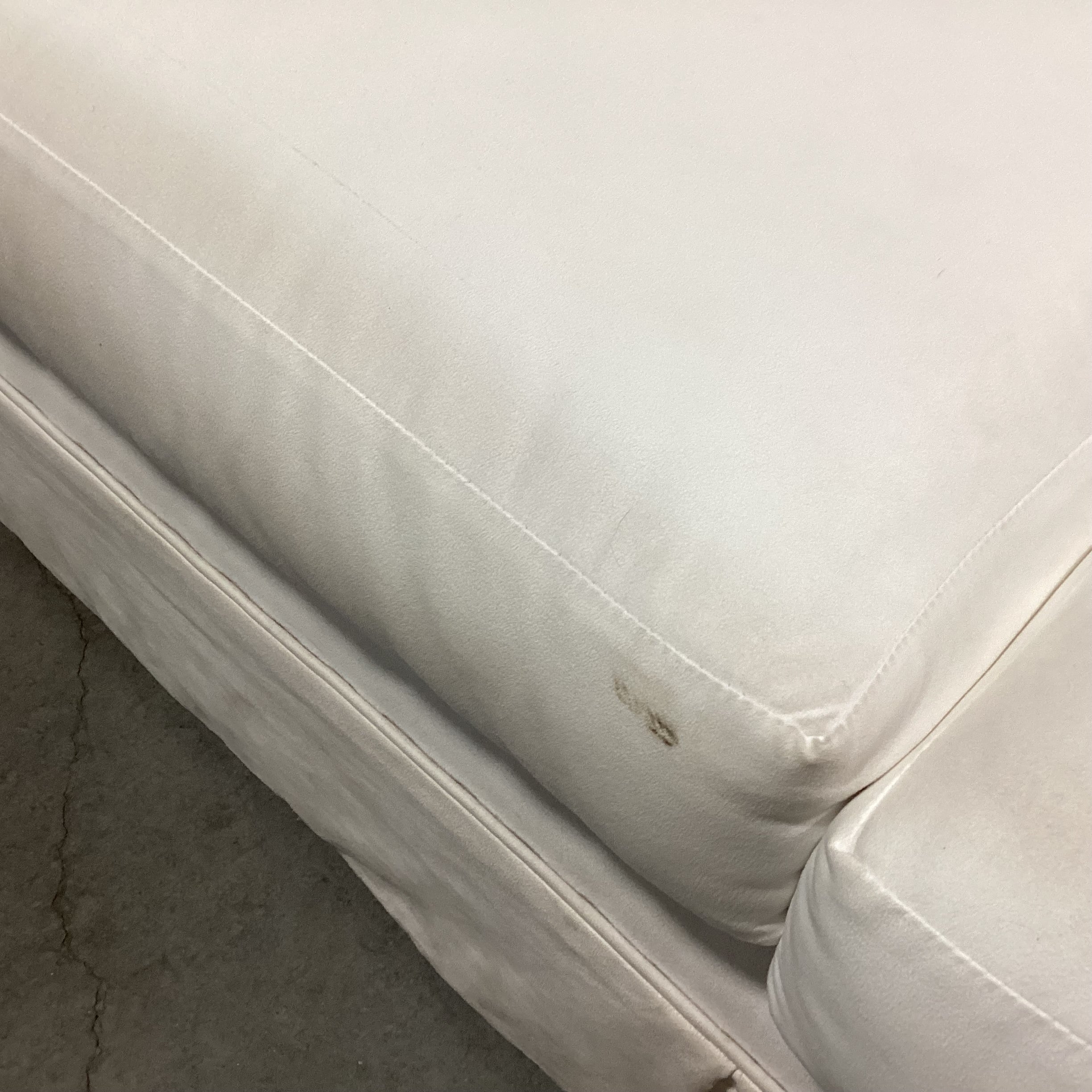Custom Cream with Gold Tan Fringe Down Mix Roll Arm Sofa 85"x 40"x 31"