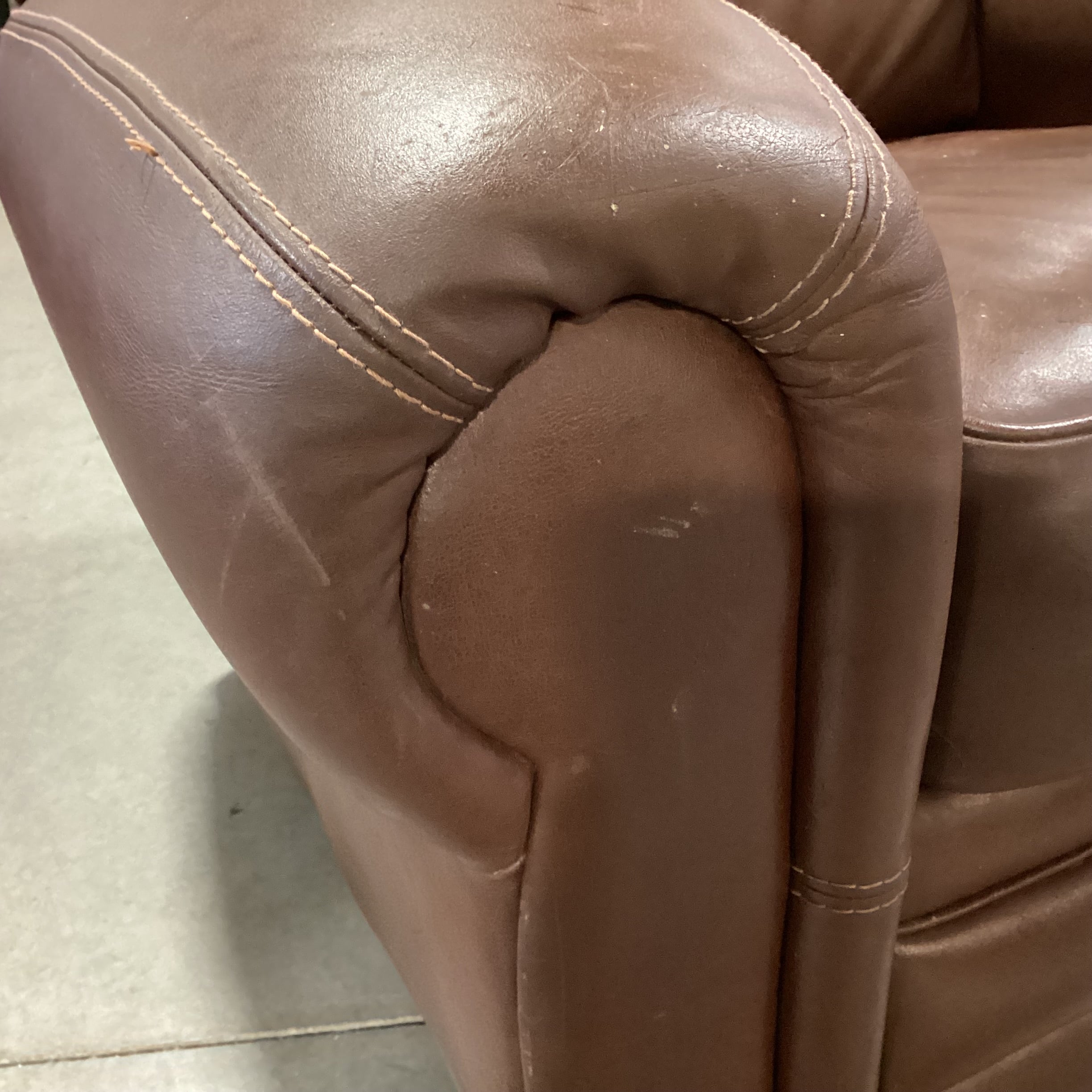 Calia Brown Leather Chair 40"x 34"x 36"