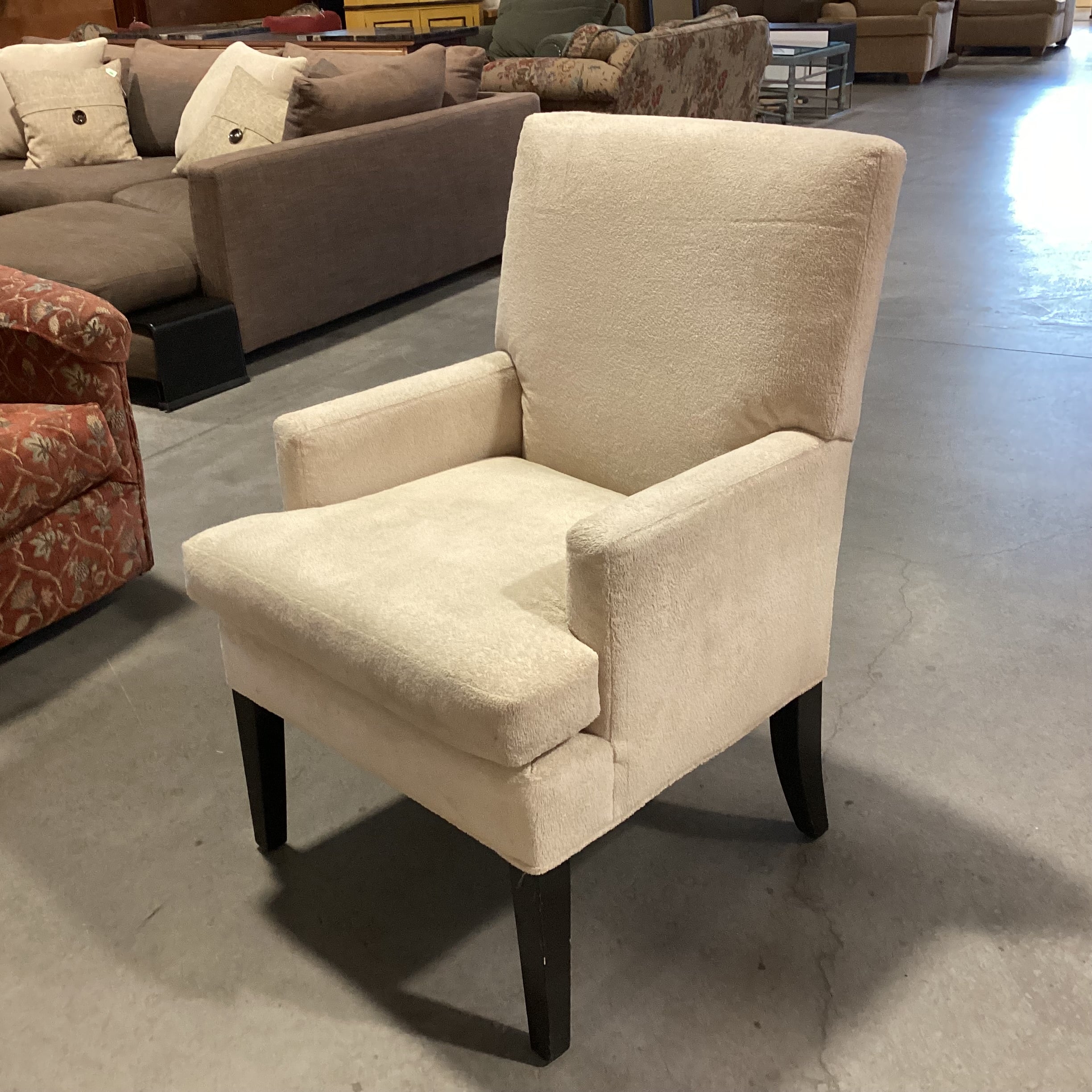 Cream Textured Plush & Black Legs Chair 25"x 28"x 38"