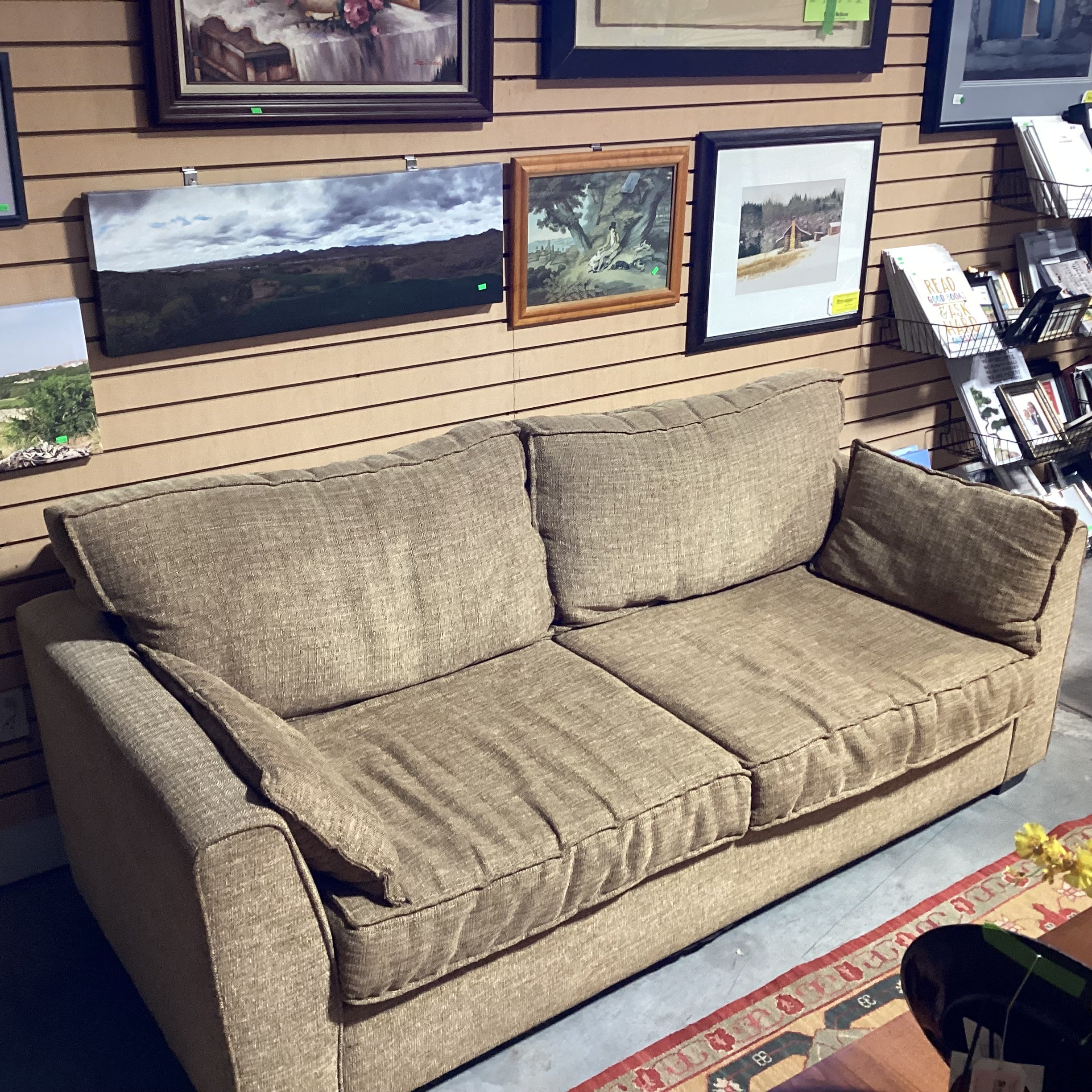 Hiatt Furniture Gold & Tan Woven Sofa 84"x 40"x 31"