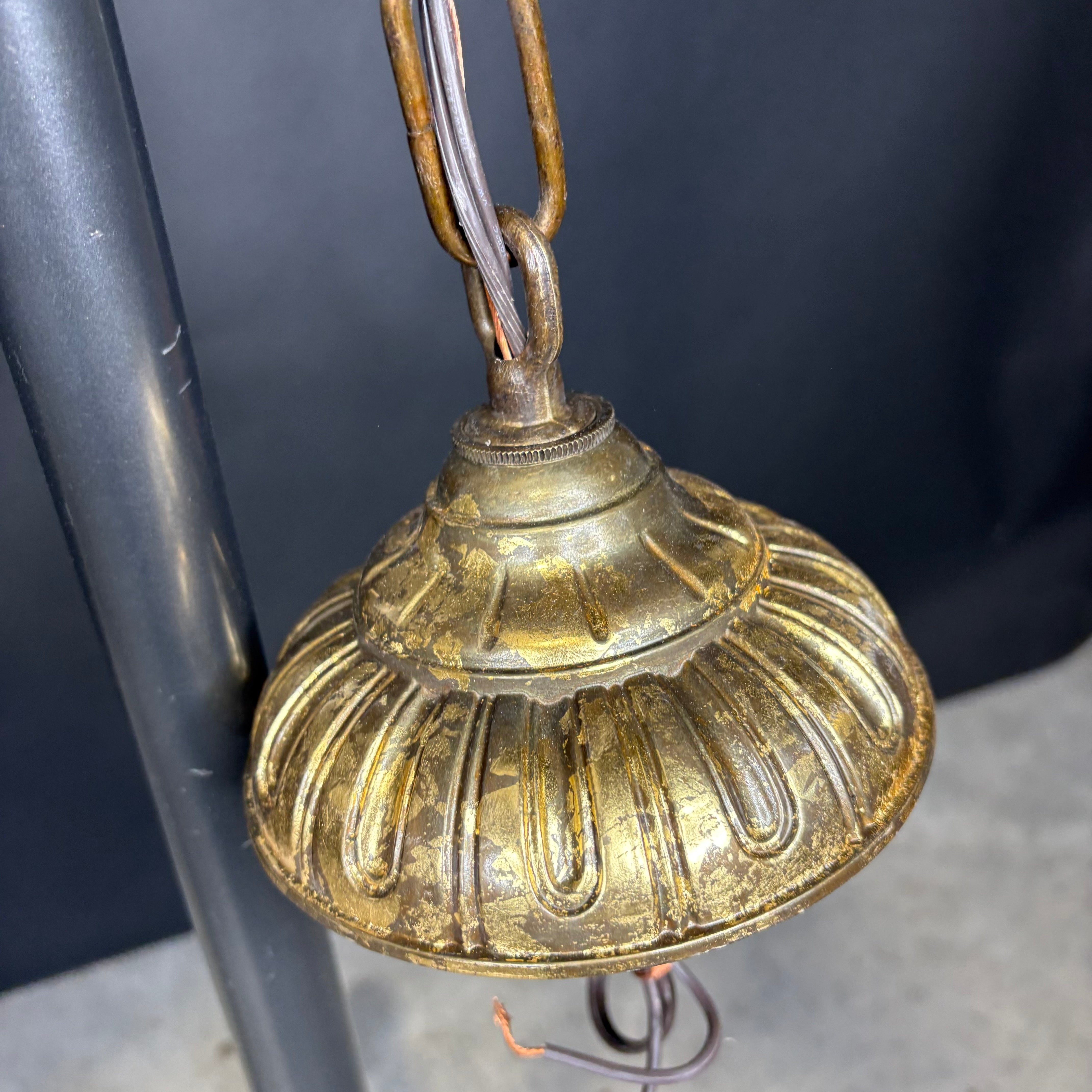 Hollywood Regency Style 6-Light Brass Geese and Glass Chandelier 36” Diameter x 36” -115”