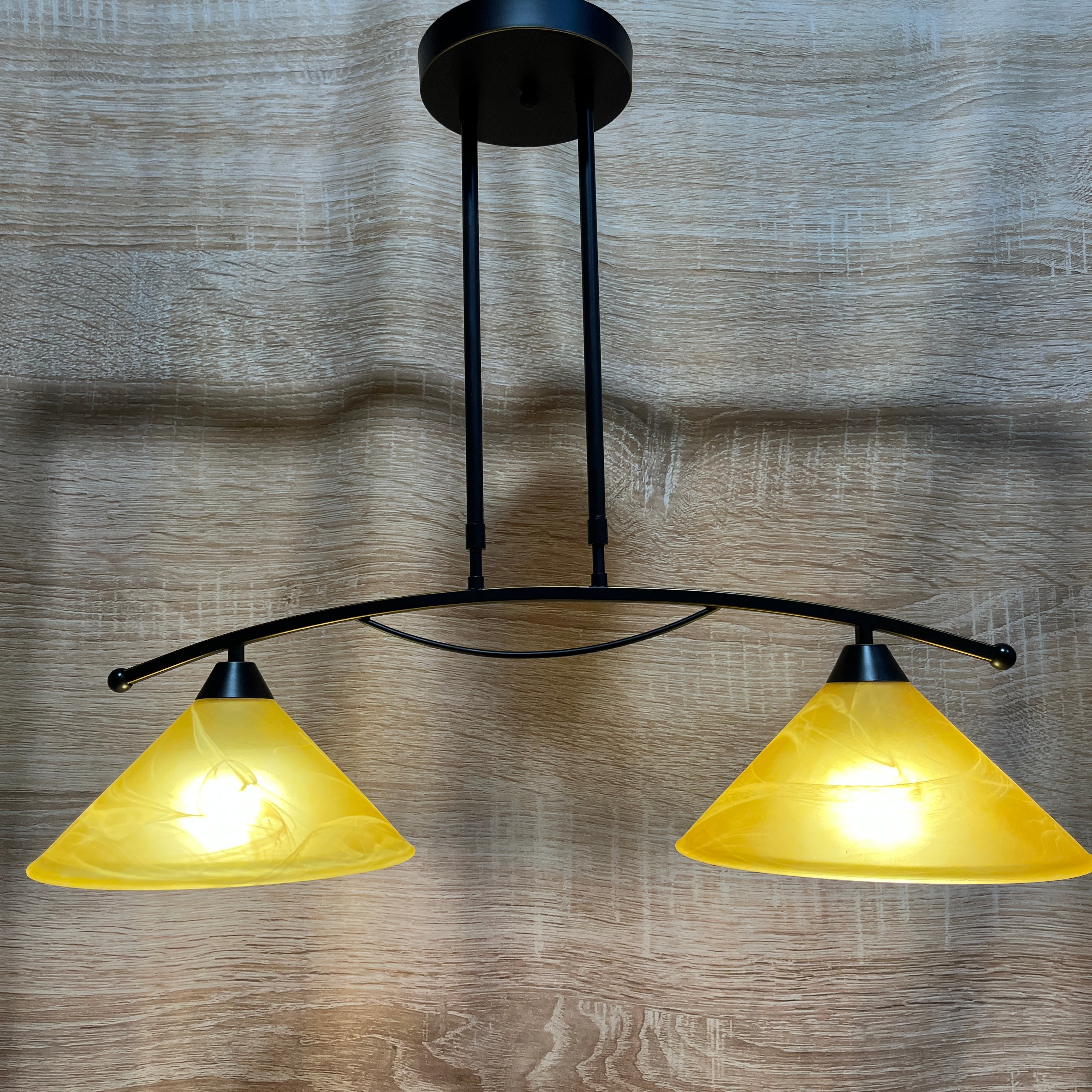 Elk Lighting Elysburg 2-Light Aged Bronze with Tea Stained Glass Shade Ceiling Pendant 31"x 12"x 26" - 37"