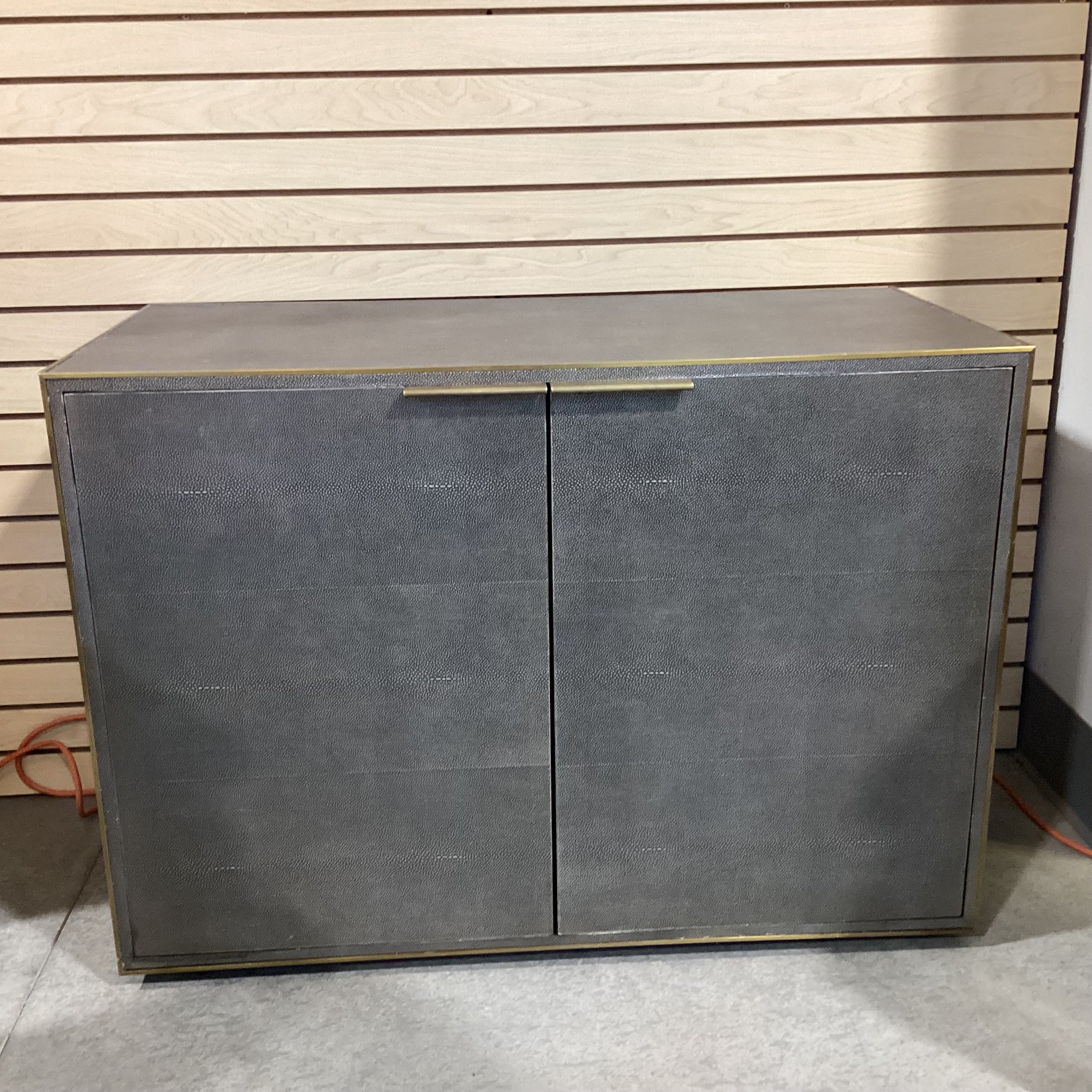 Restoration Hardware Saunderson Shagreen & Brass Cabinet Console 42"x 21"x 30.5"