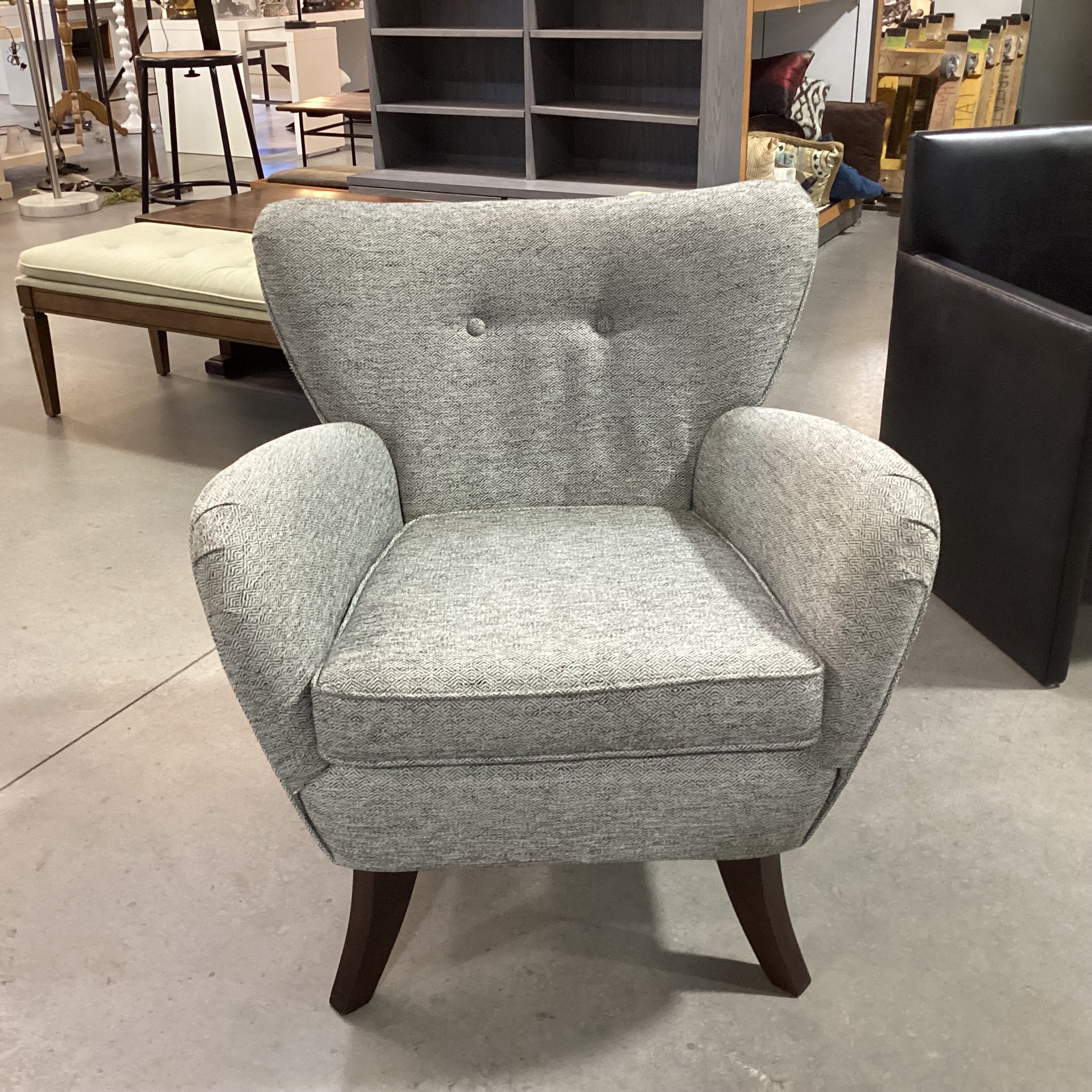 Best Home Bethany Mid Century Style Ivory Black Woven Chair 30"x 30"x 32"