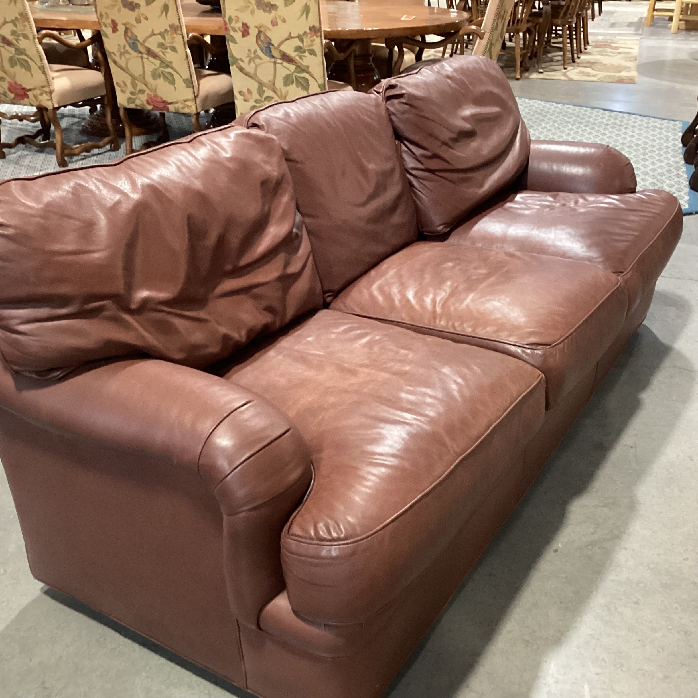 Hancock & Moore Brown Leather Down Mix Sofa 89"x 39"x 35"