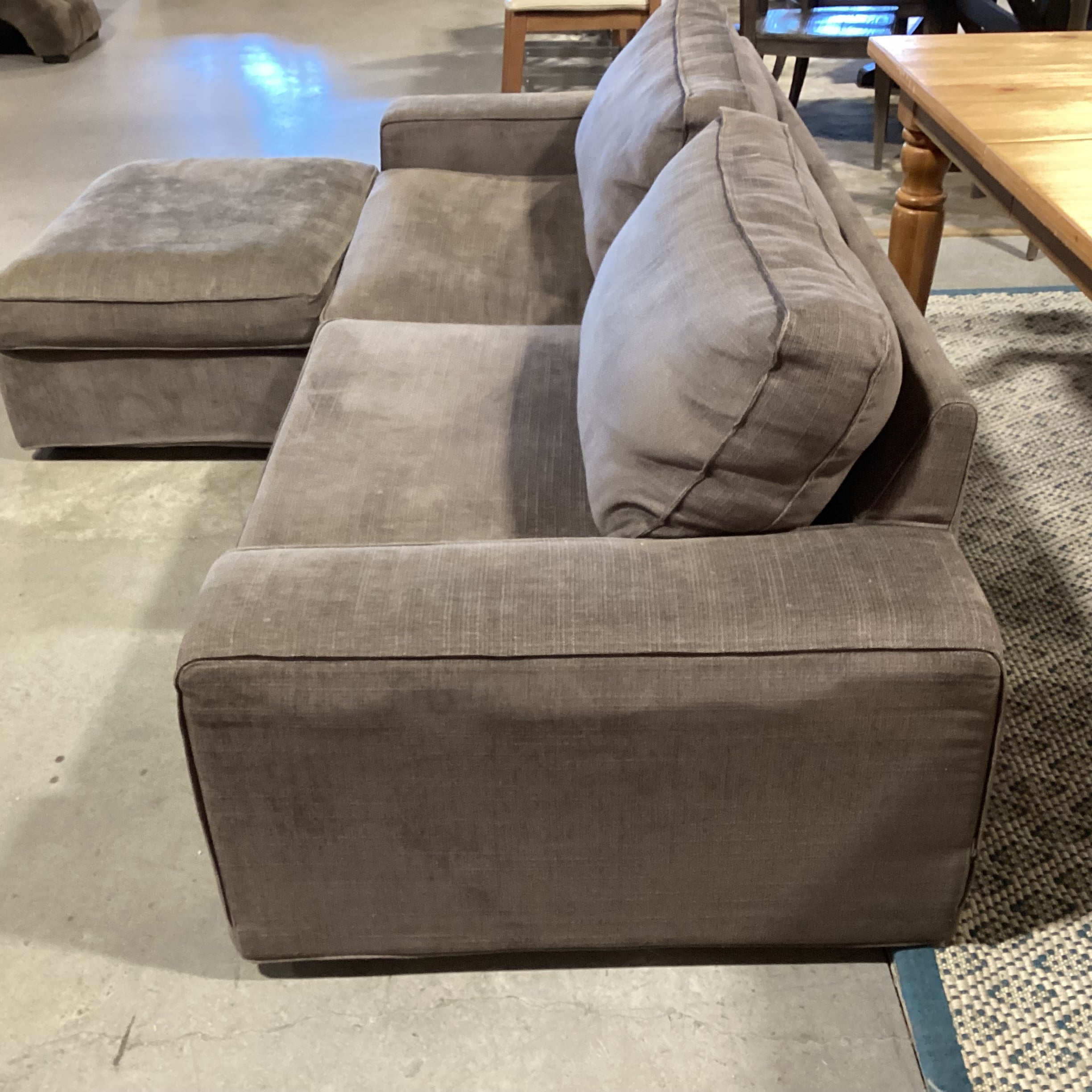 Grey Woven with Ottoman Sofa 96"x 36"x 26"