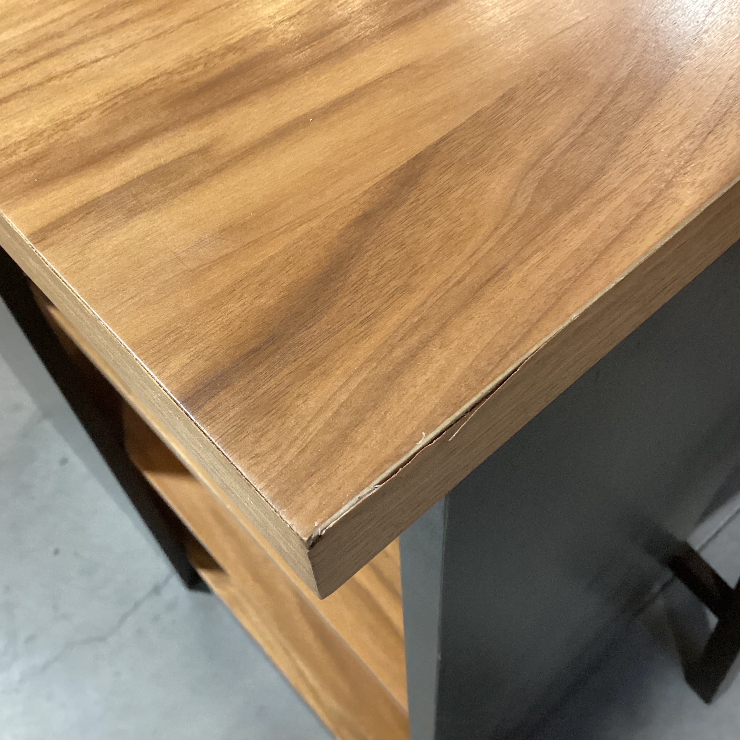 Veneer & Wood 2 Tone with Shelves IslandTable & 4 Stools Dining Set 59"x 29.5"x 36"