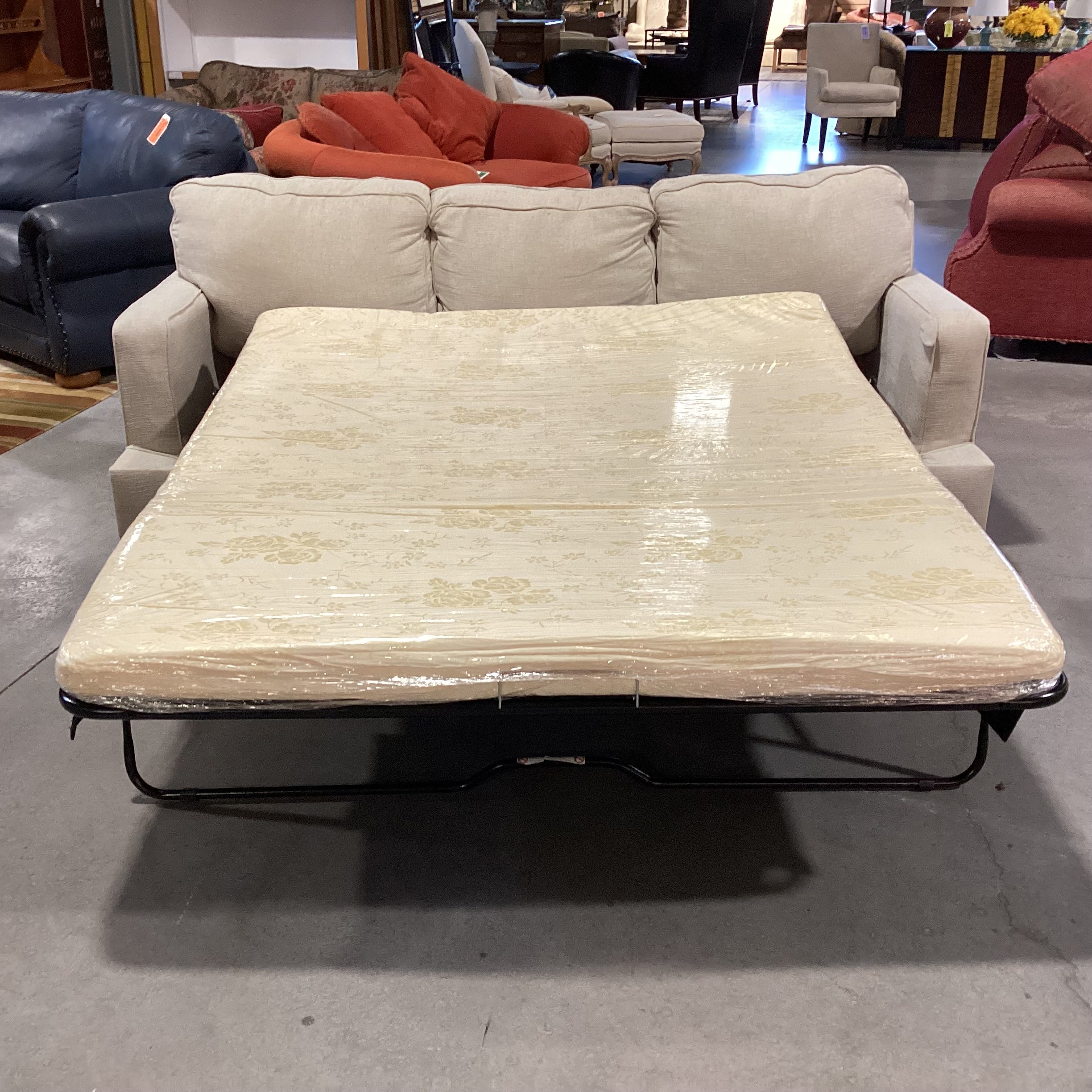 Beige Woven Queen Sleeper Sofa 85"x 38"x 37"