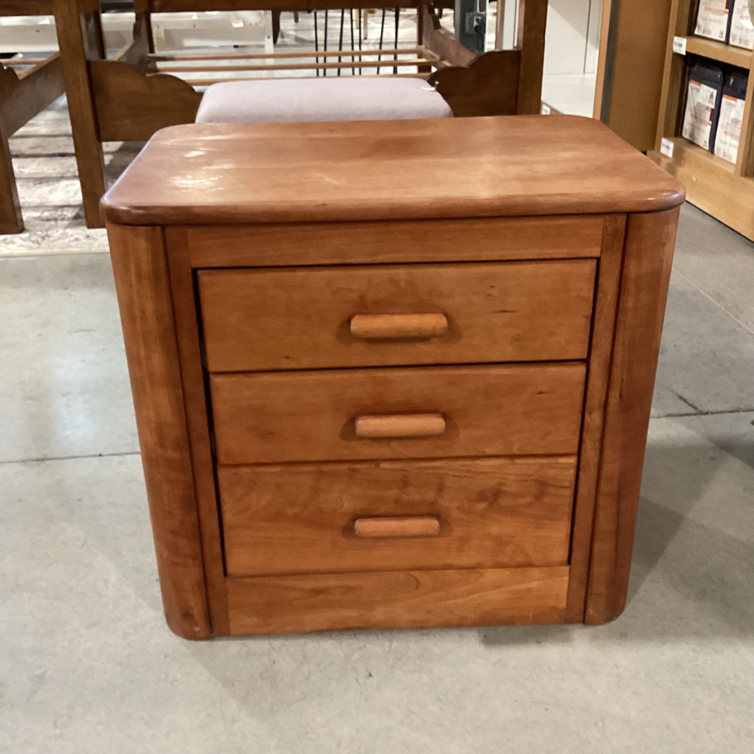 Vintage Wood 3 Drawer Night Stand 26.5"x 19"x 24"