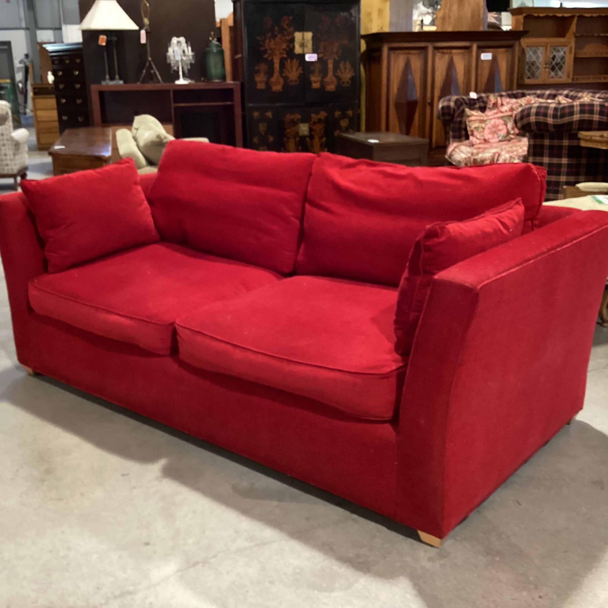 Red Woven & Down Mix Sofa 88"x 41"x 31"