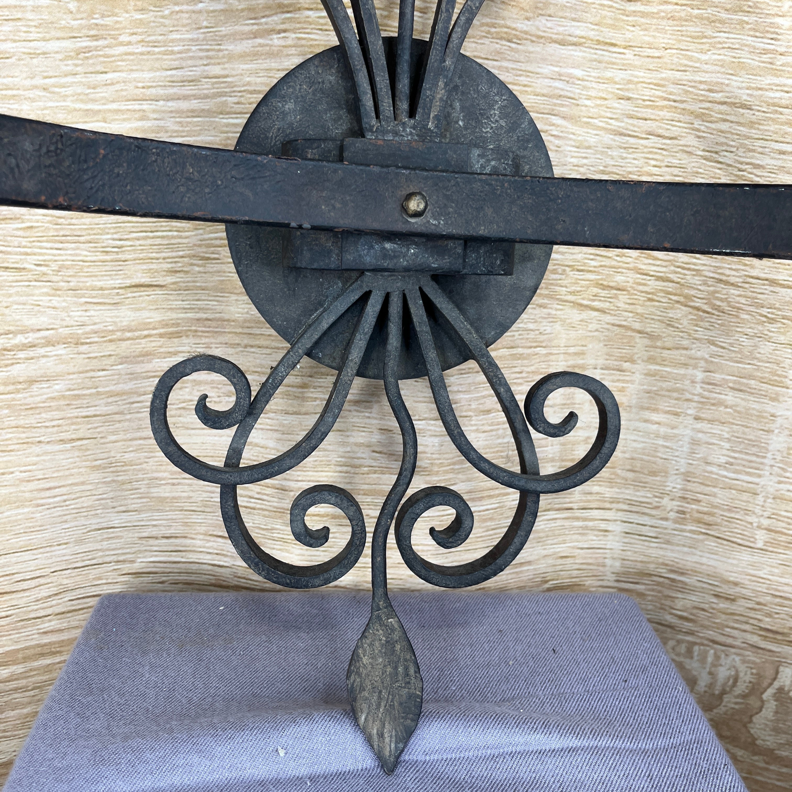 Spanish Revival 2-Light Bronze Brushed Iron Heart Scroll Wall Sconce 15"x 24"x 8"