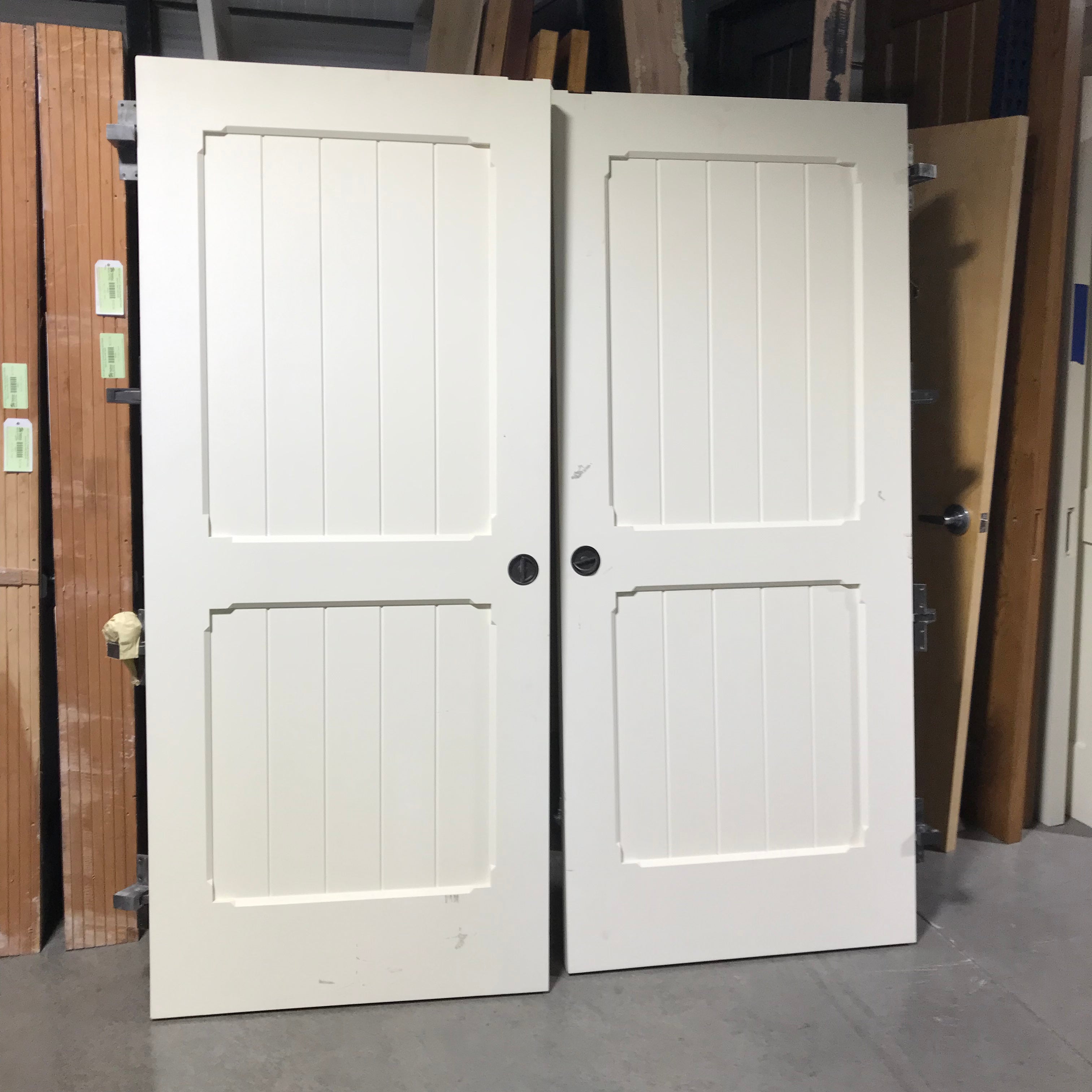 35.75"x 84"x 2.25" Each Door / PAIR of Closet Doors Cream 2 Vertical Panels