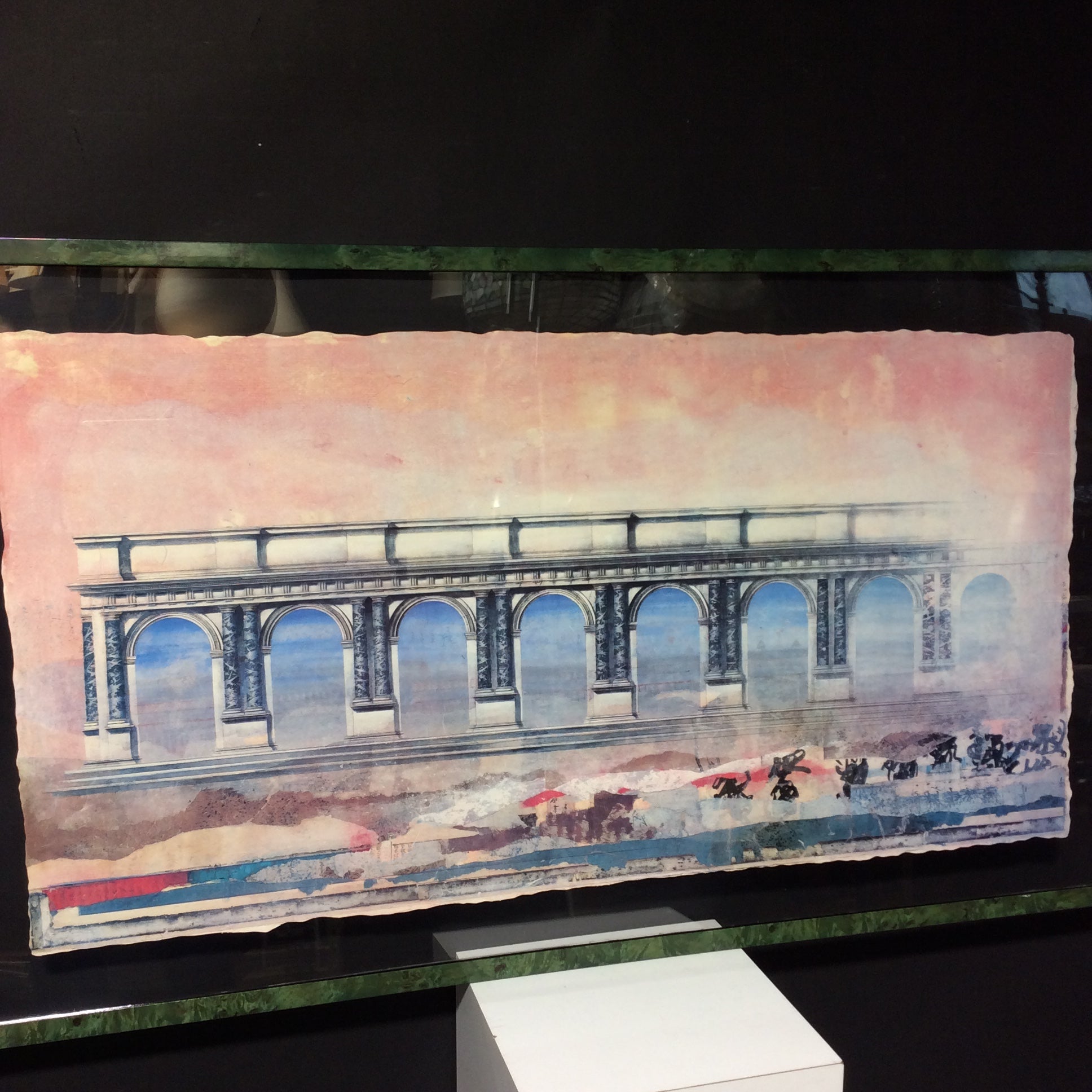 Donald Farnsworth Counterpoint "Doric Colonnade" Print In Green Wood Floating Frame 52 1/2" x 30"
