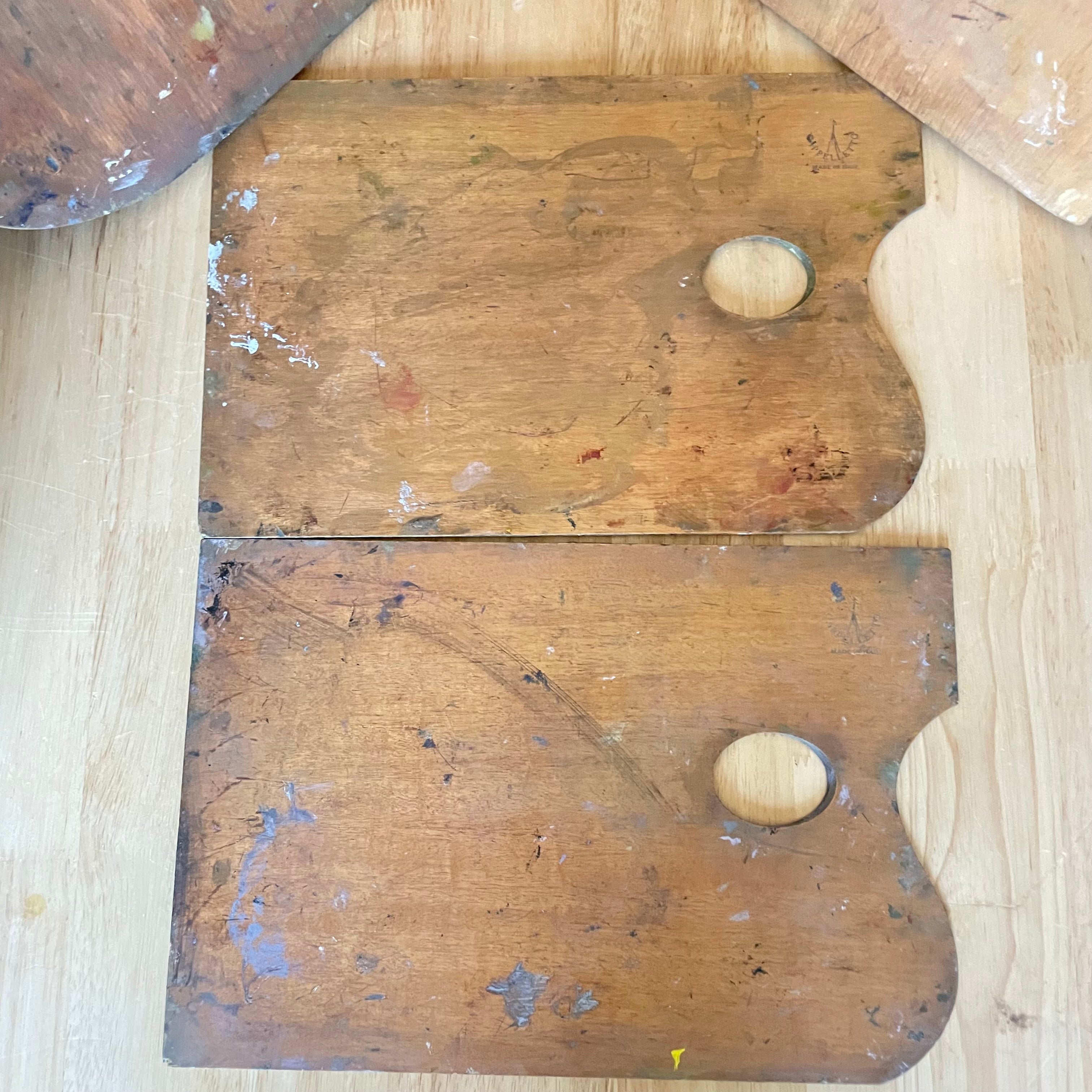 Set of 4 Vintage Wood Cappalletto Artist Palettes, Made in Italy
