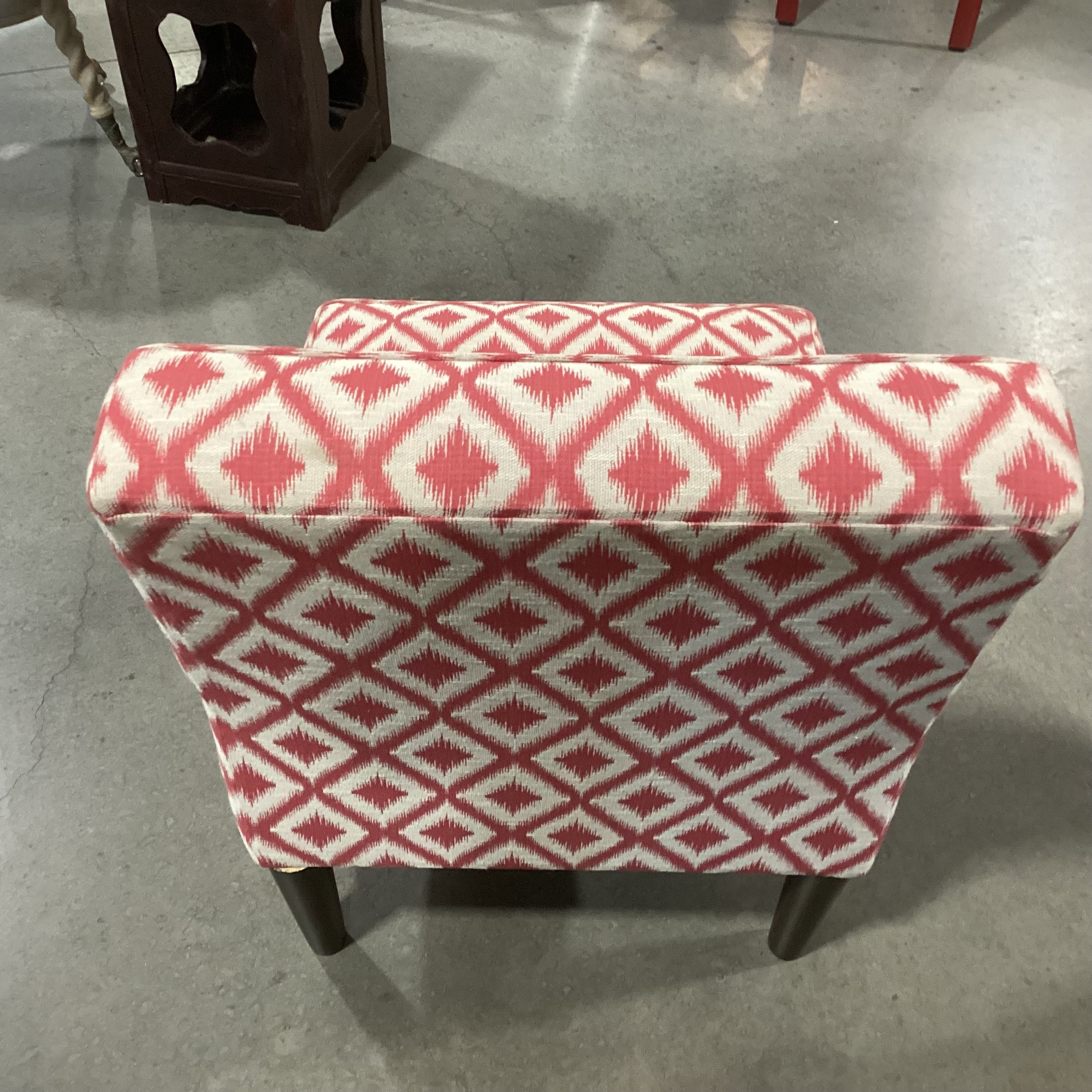 Raspberry Ikat Slipper Style Chair 25"x 31"x 31"
