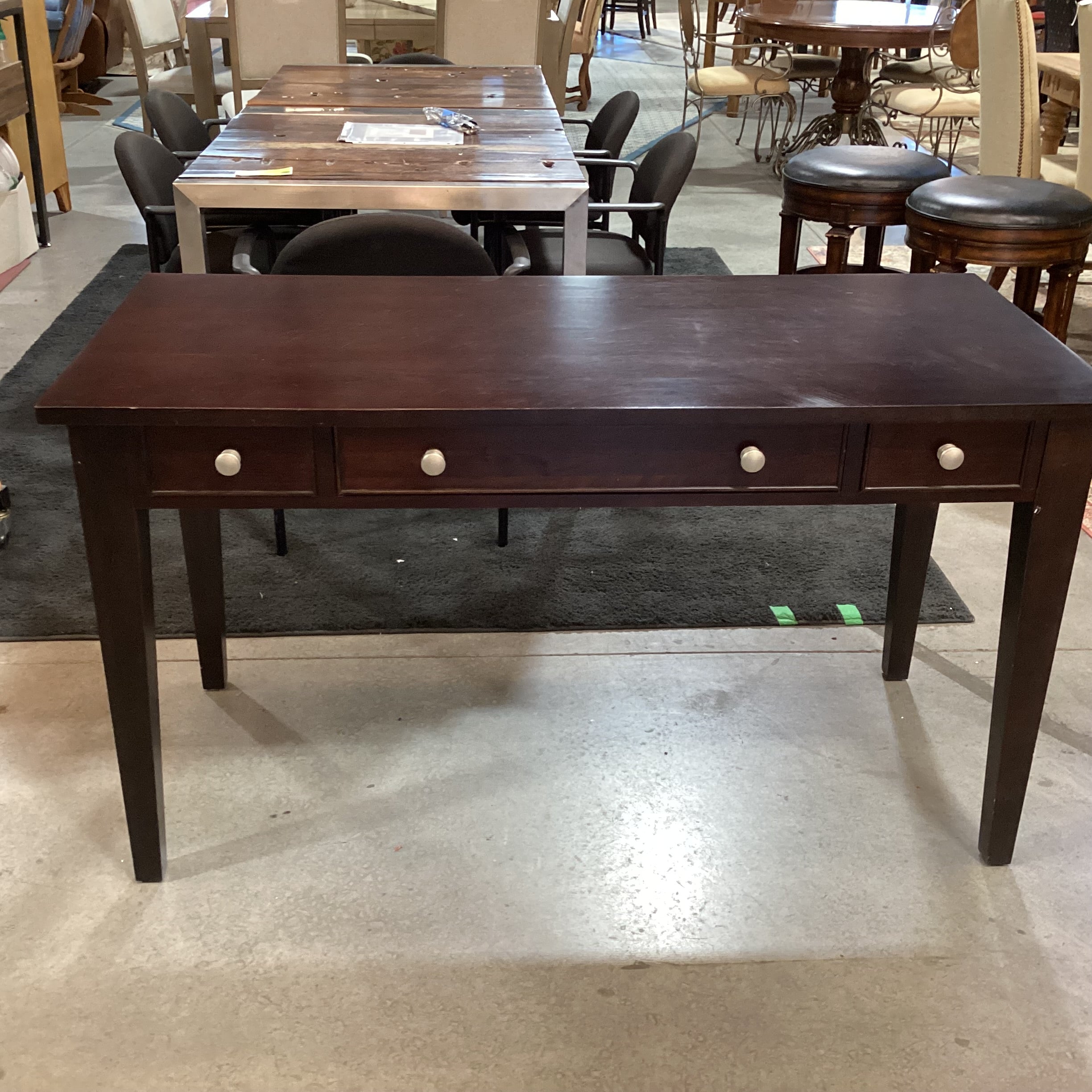 Winners Only Dark Finish Wood 3 Drawer Desk 54"x 24"x 30.5"