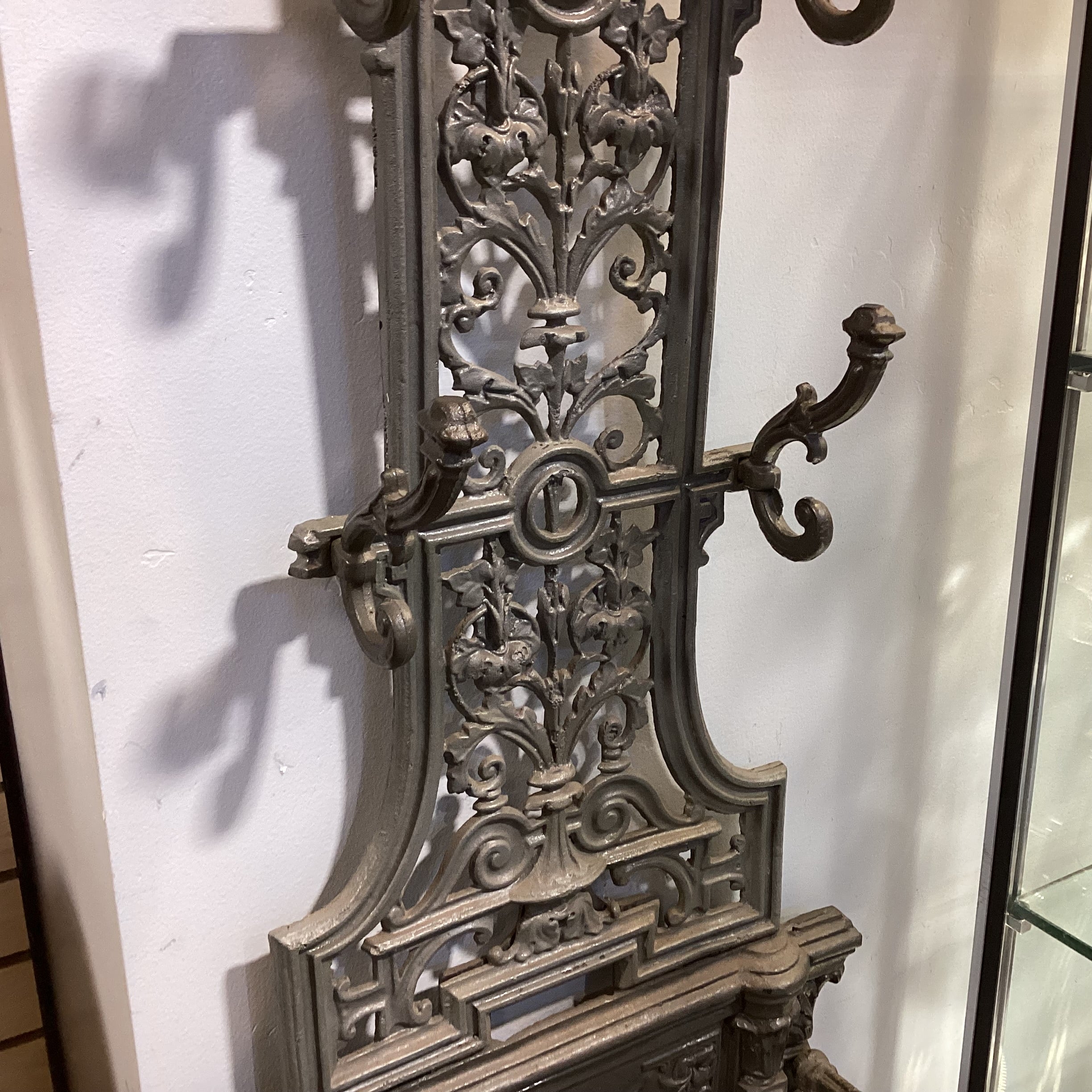 Antique Victorian Ornate Cast Iron Coat Hat & Umbrella Coat Rack Hall Tree 28"x 14"x 72"