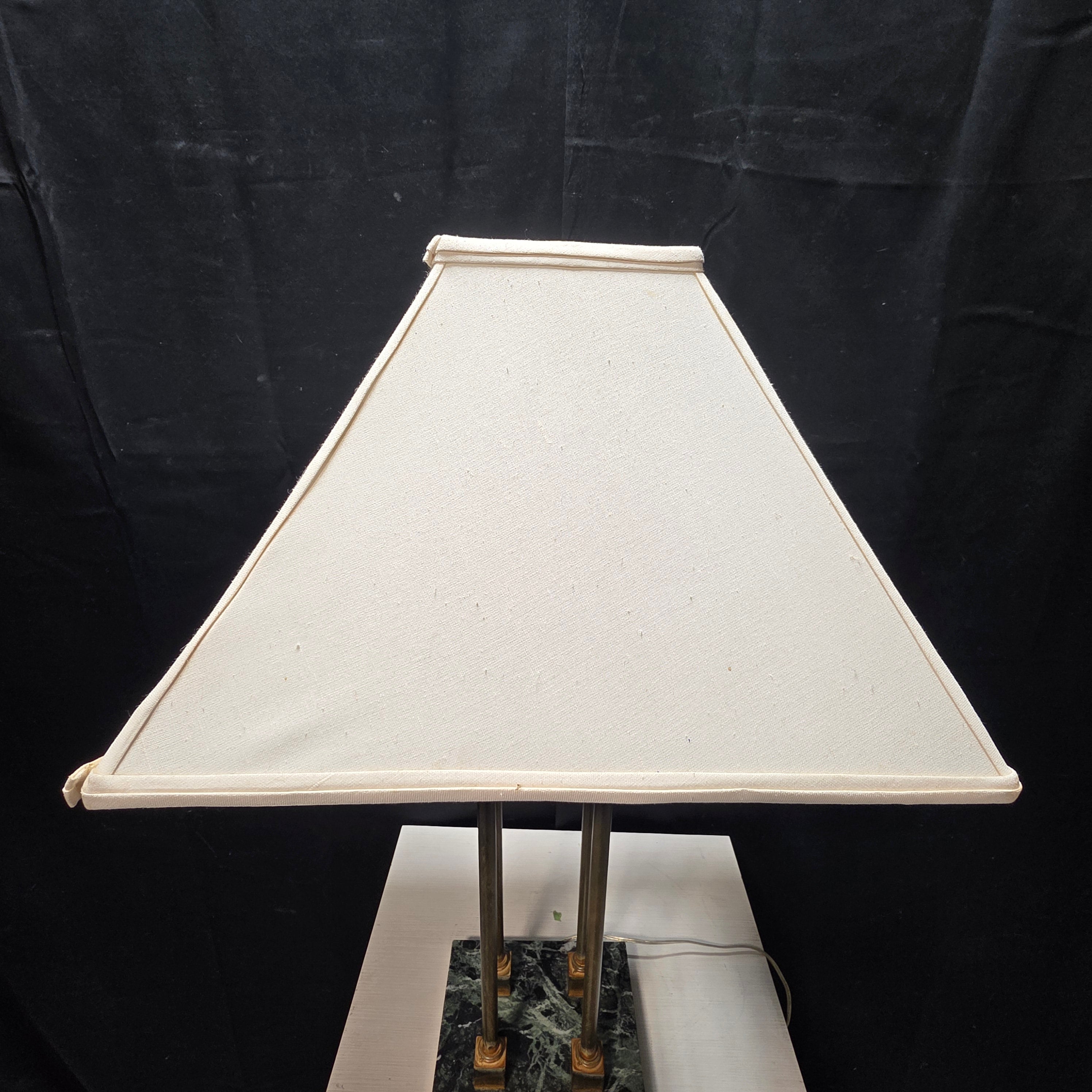 Vintage Four Colum Double Level Marble and Brass Table Lamp 19"x19"x34"