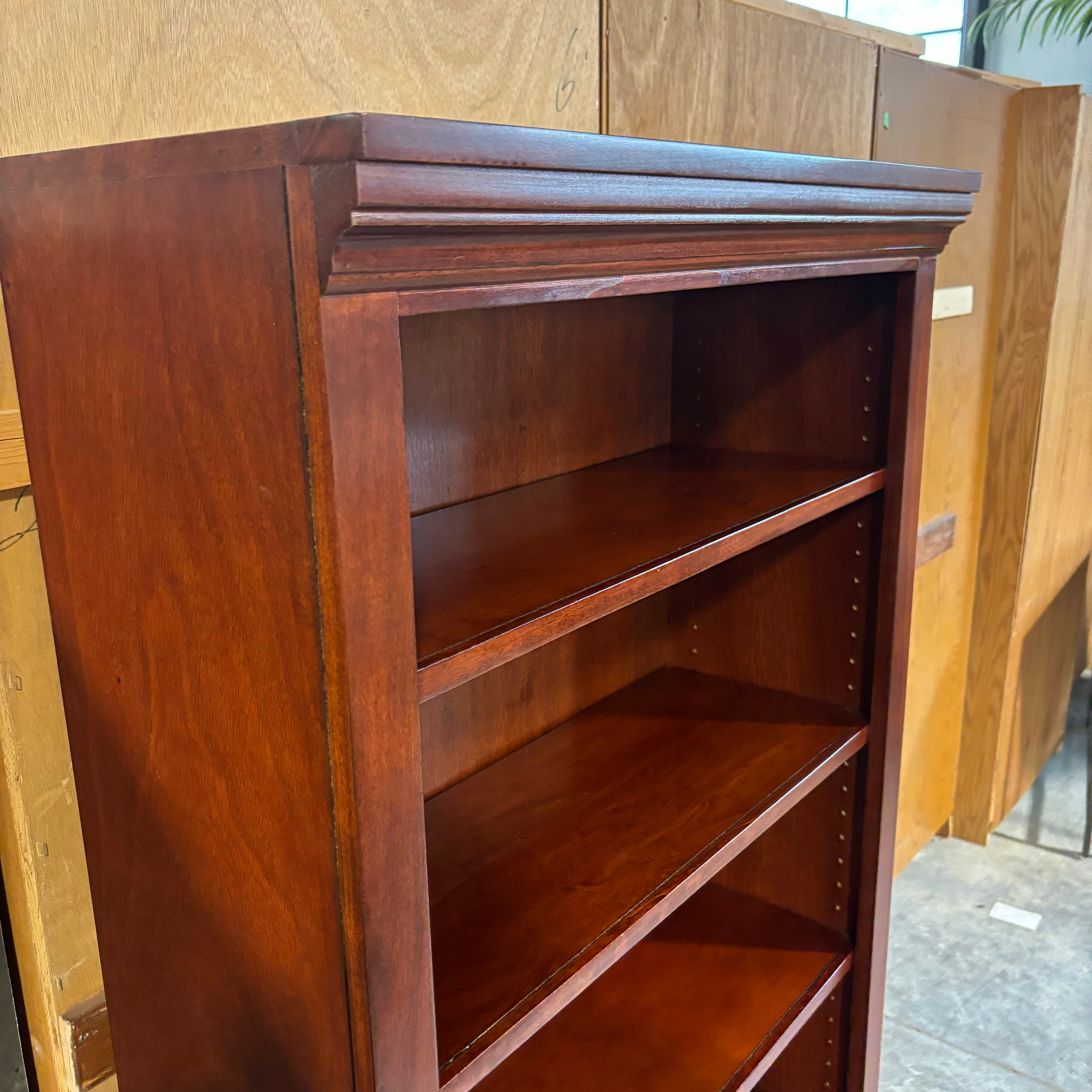 Reddish Brown Finish Solid Wood with Crown Molding 5 Shelf Bookcase 32"x 13.5"x 73"