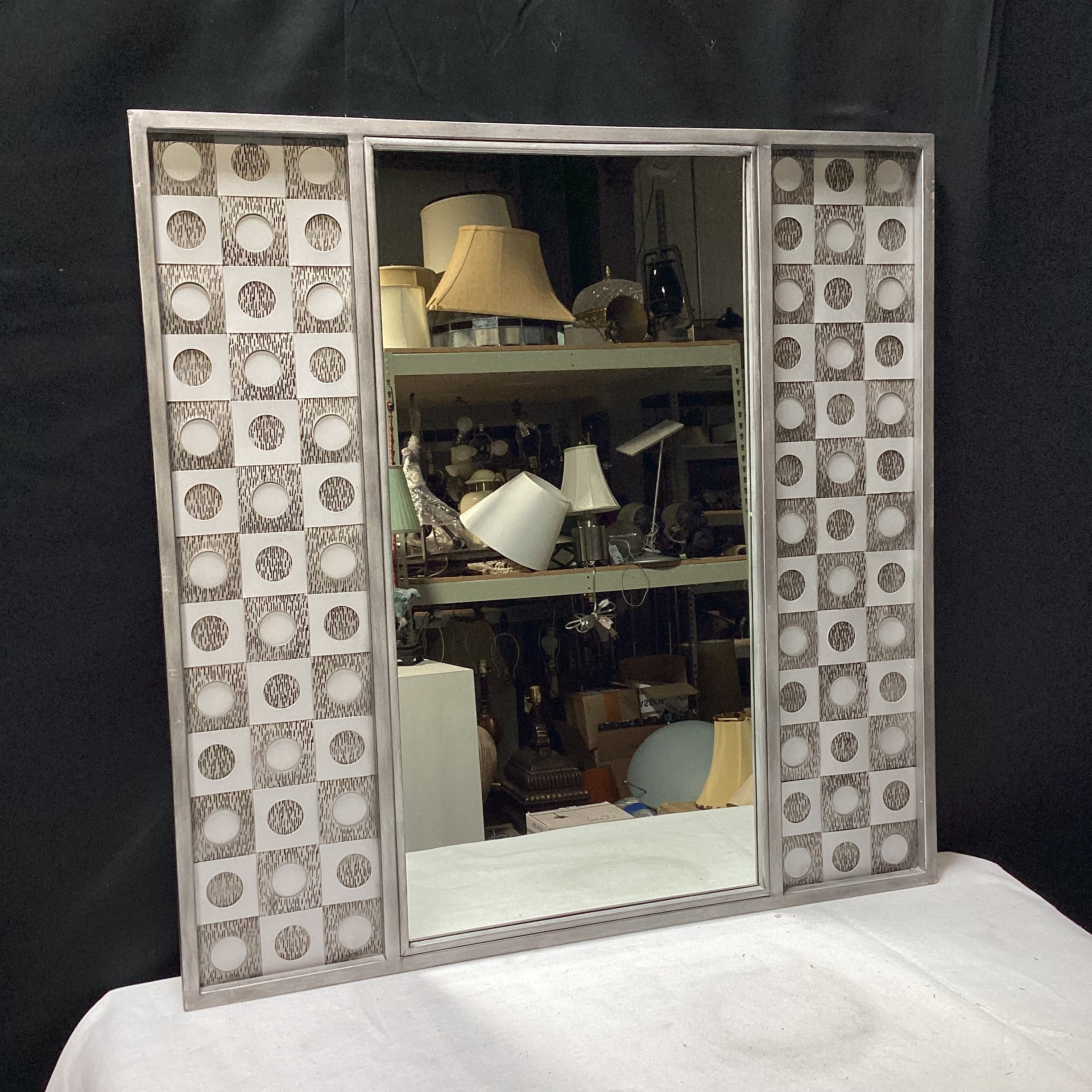 MCM Inspired Silver Geometric Wall Mirror 31" x 31"