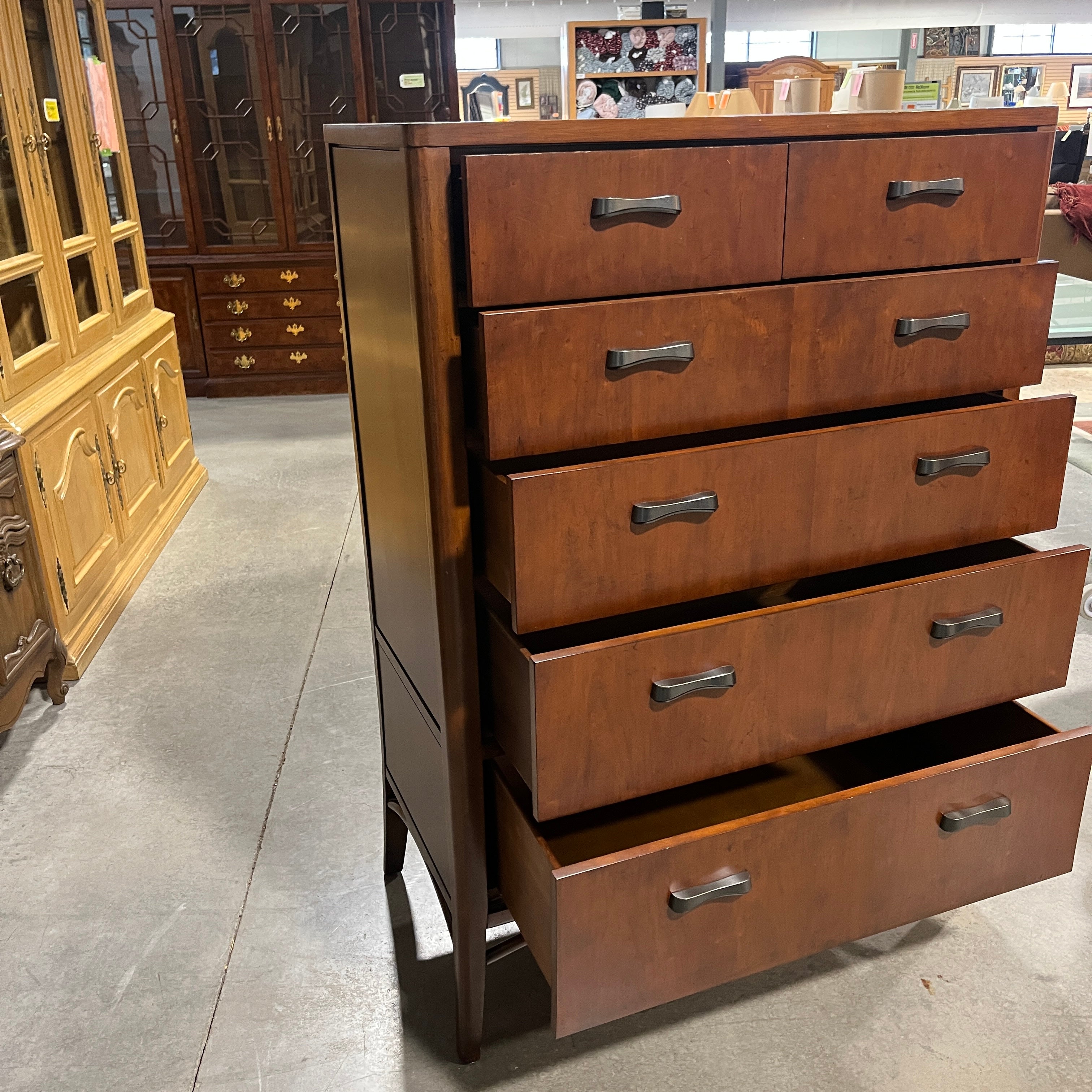 Brownstone 6-Drawer Dark Wood Finish Tall Boy Dresser 38"x 20"x 54"