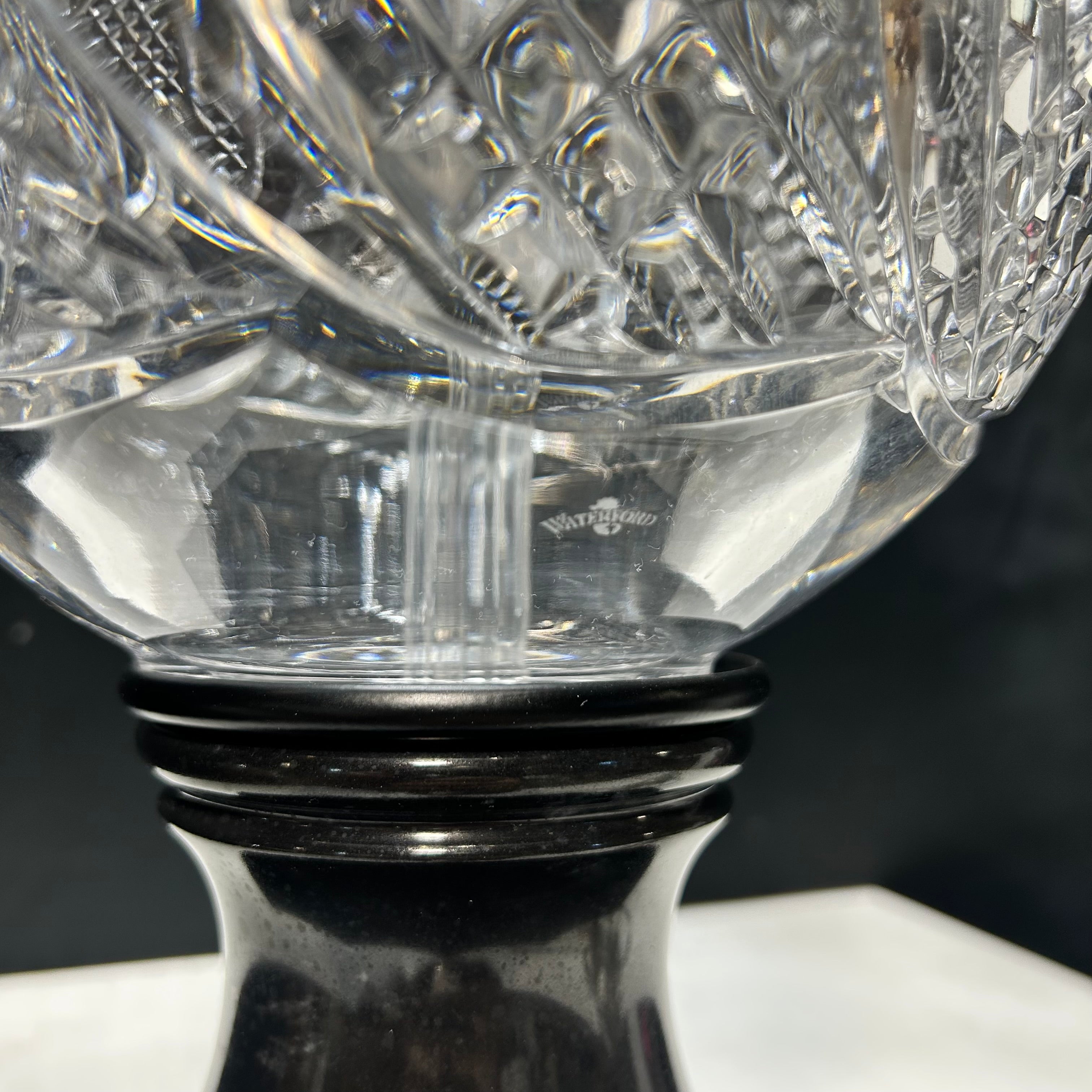 Waterford Crystal Black Onyx Table Lamp 8.5"x 33"