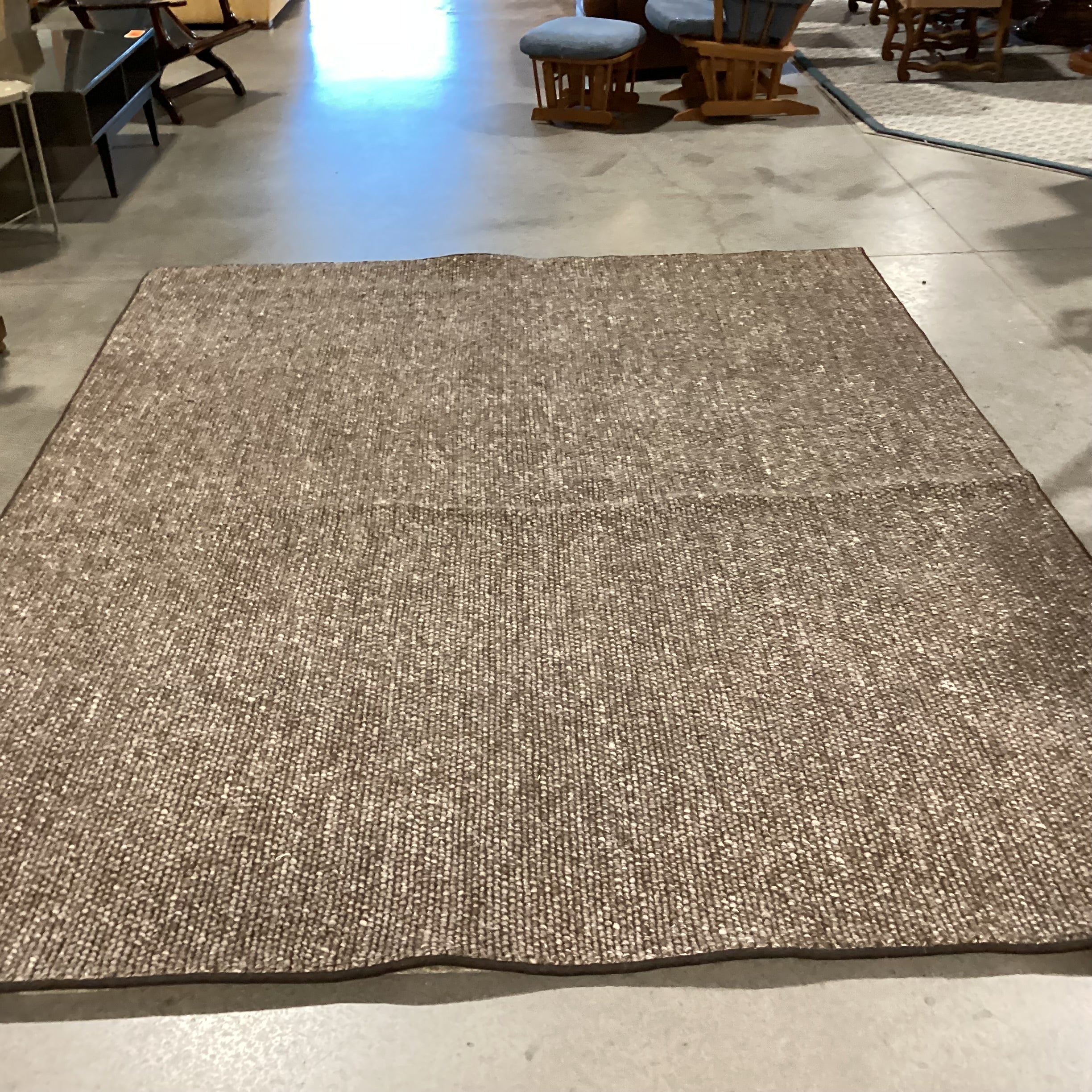 Custom Taupe Brown Loop Woven Wool with Pad Rug 8'x10'