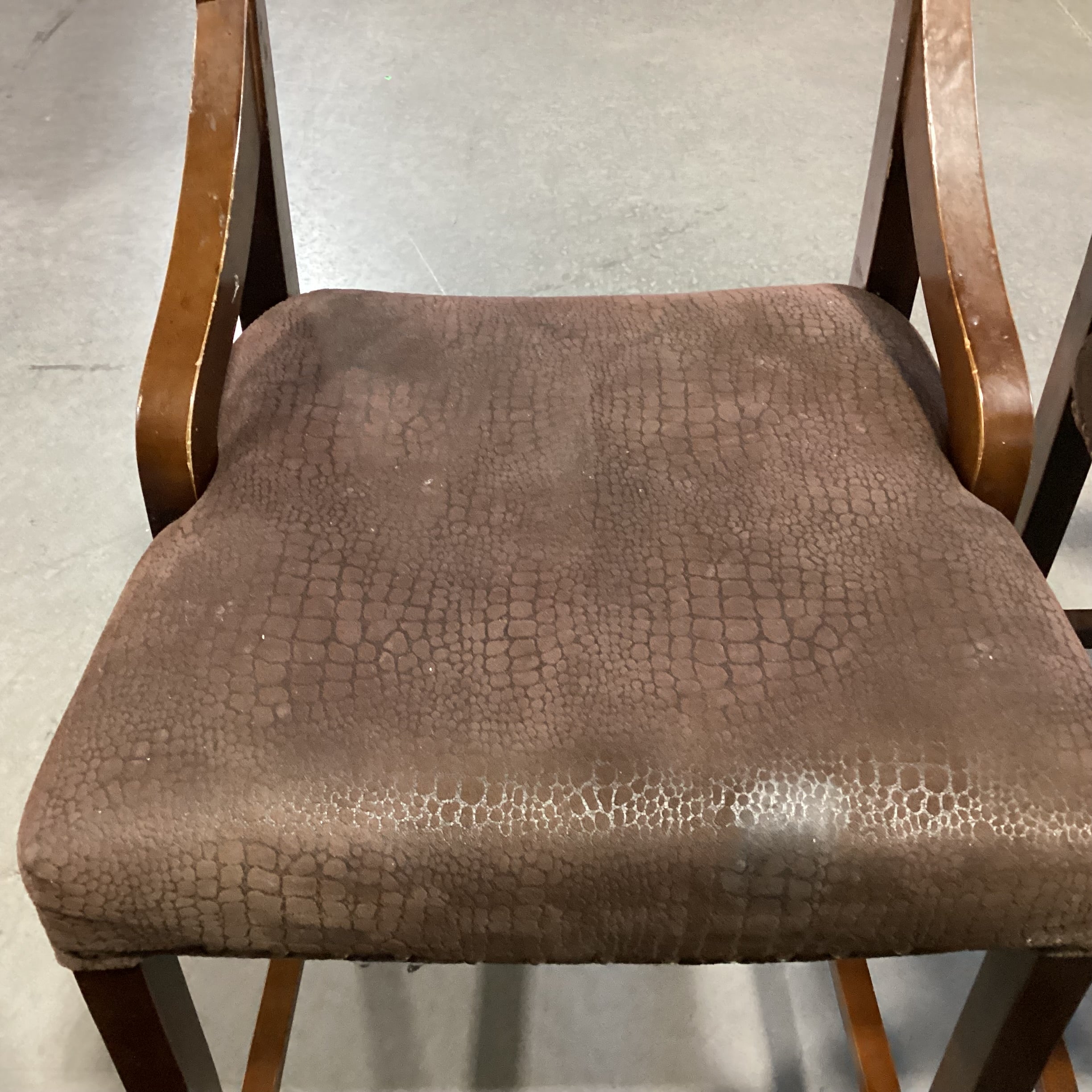 SET of 4 Pier 1 Imports Wood & Croc Style Micro Suede with Nailhead Barstools 26"