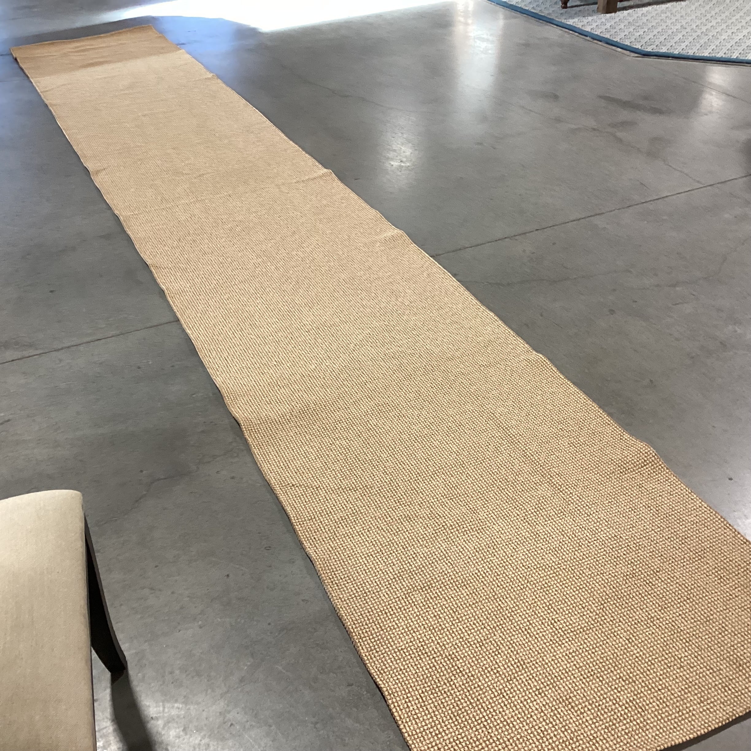 Tan Cotton Poly & Viscose Woven Runner Rug 3'x 17'7"