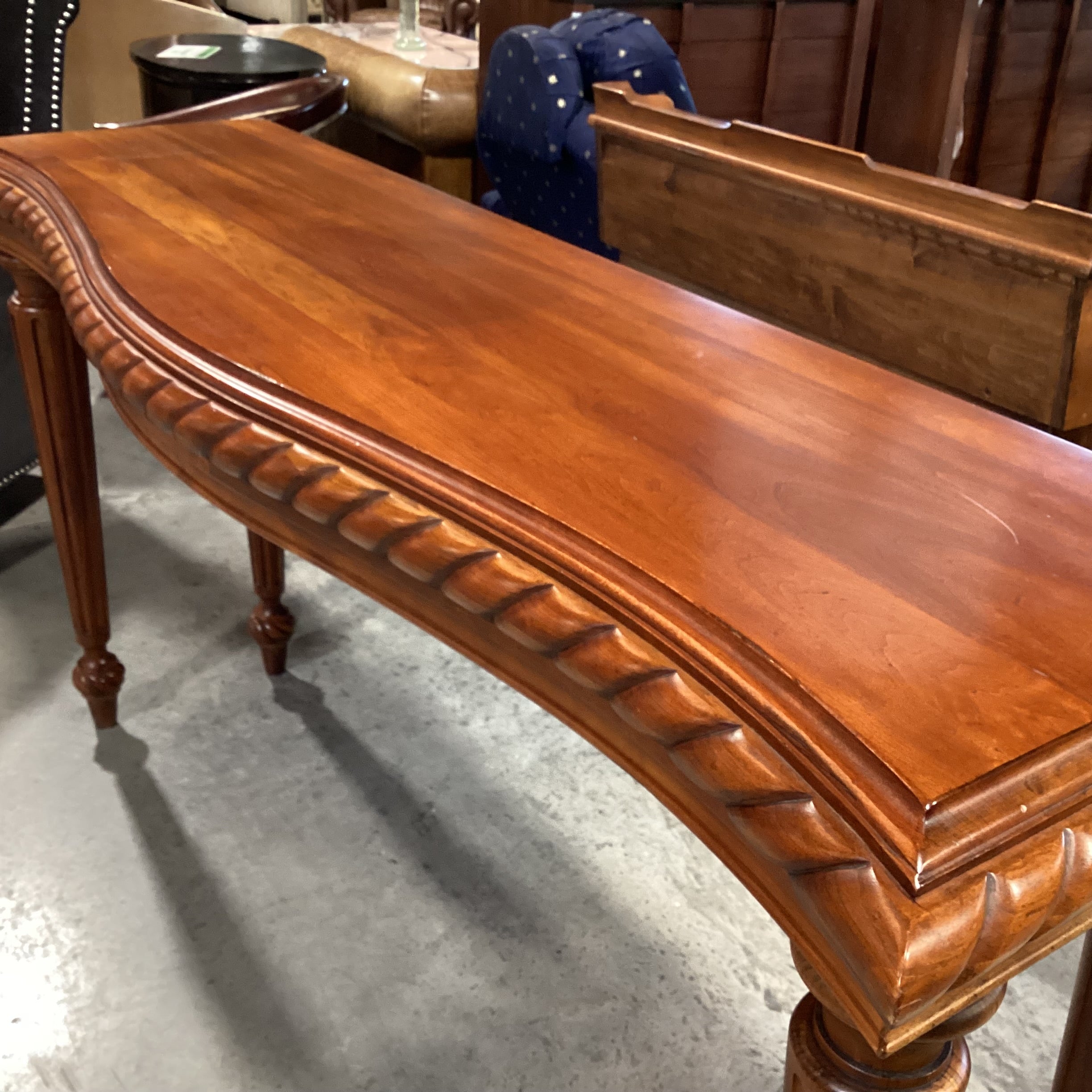 Solid Carved Cherry Sofa Table 68"x 20"x 37"