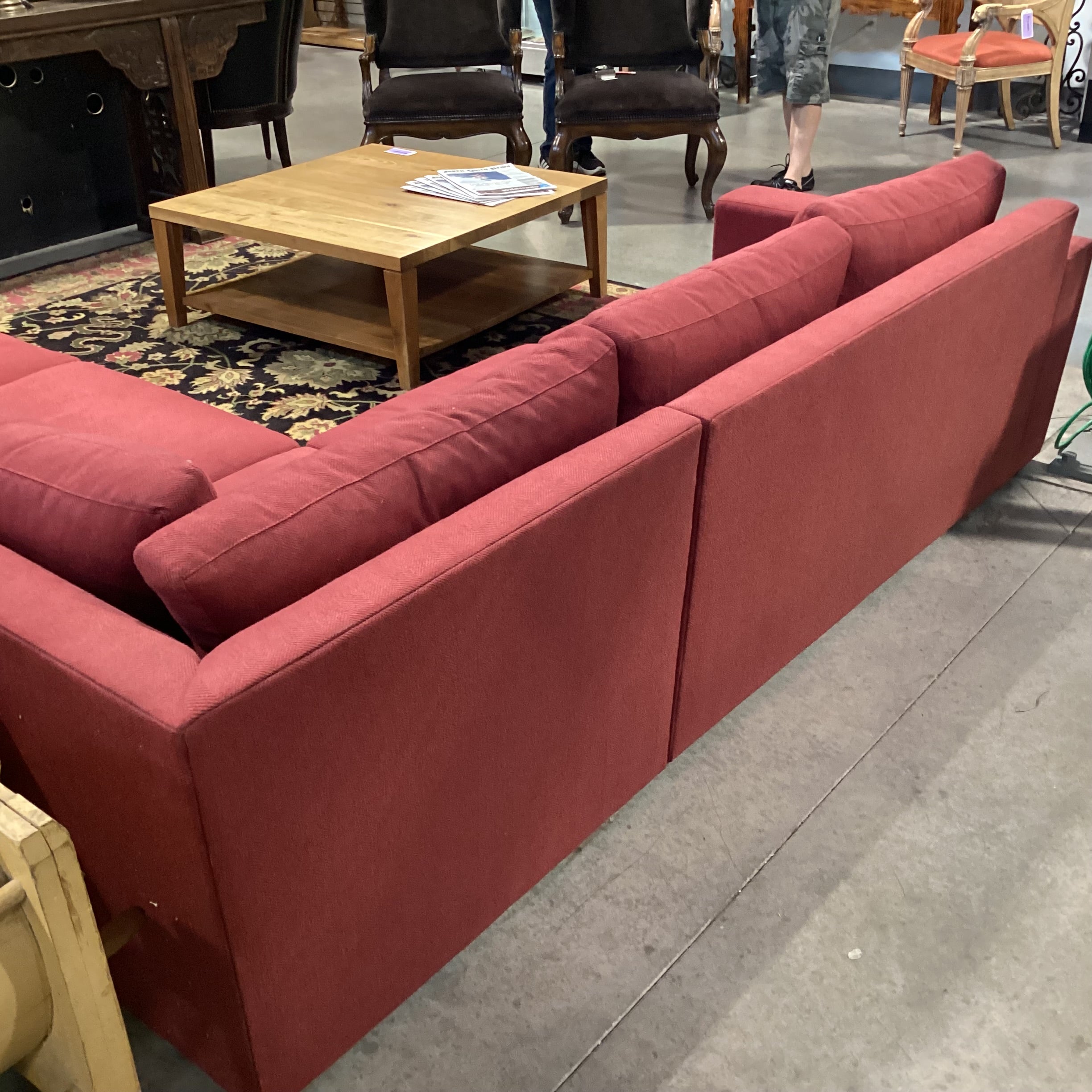 Ethan Allen Red Woven Feather Blend 4 Piece Sectional 131"x 102"x 38"x 28"