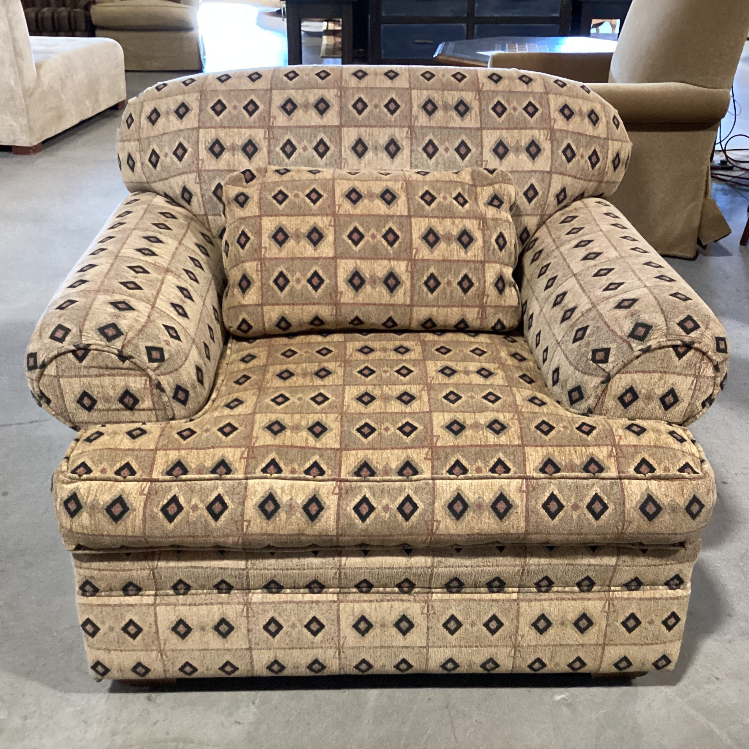 Touchstone Brown Black Diamond Pattern with Ottoman Oversized Chair 45"x 41"x 35"