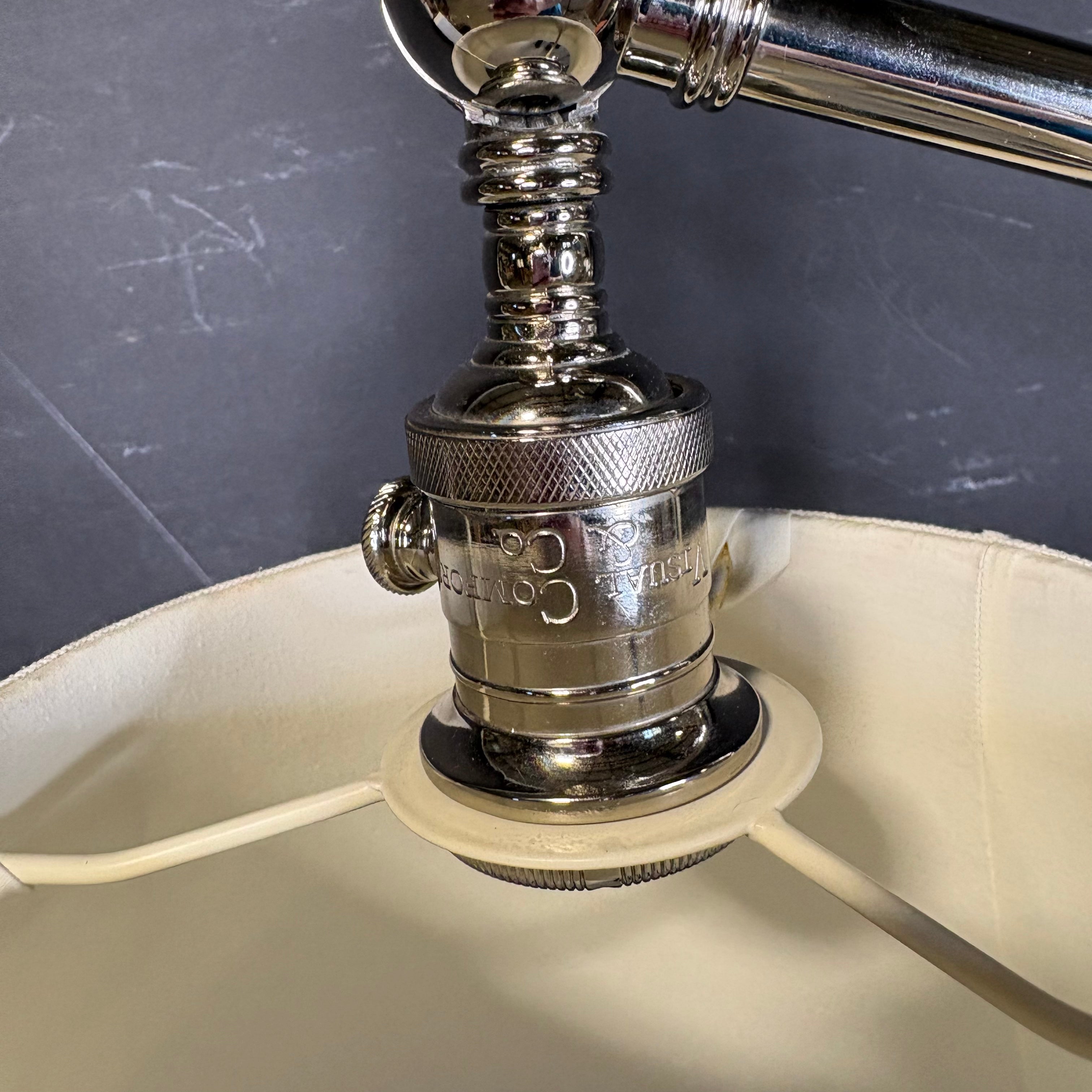 Visual Comfort Pimlico Polished Nickel Height Adjustable Articulating with Shade Floor Lamp