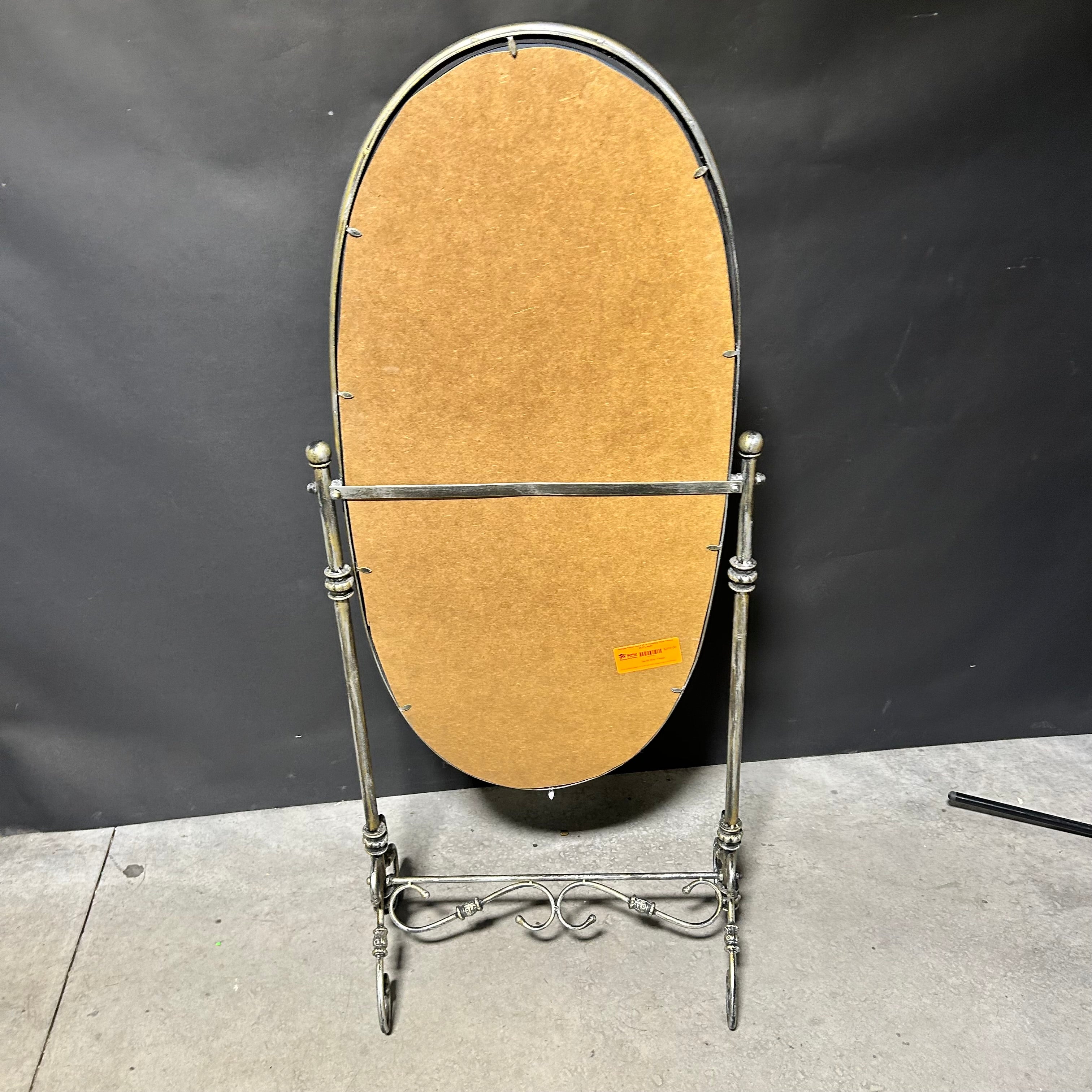 Antique Metal Finish Oval Standing Floor Mirror 25.5"x 59,5"