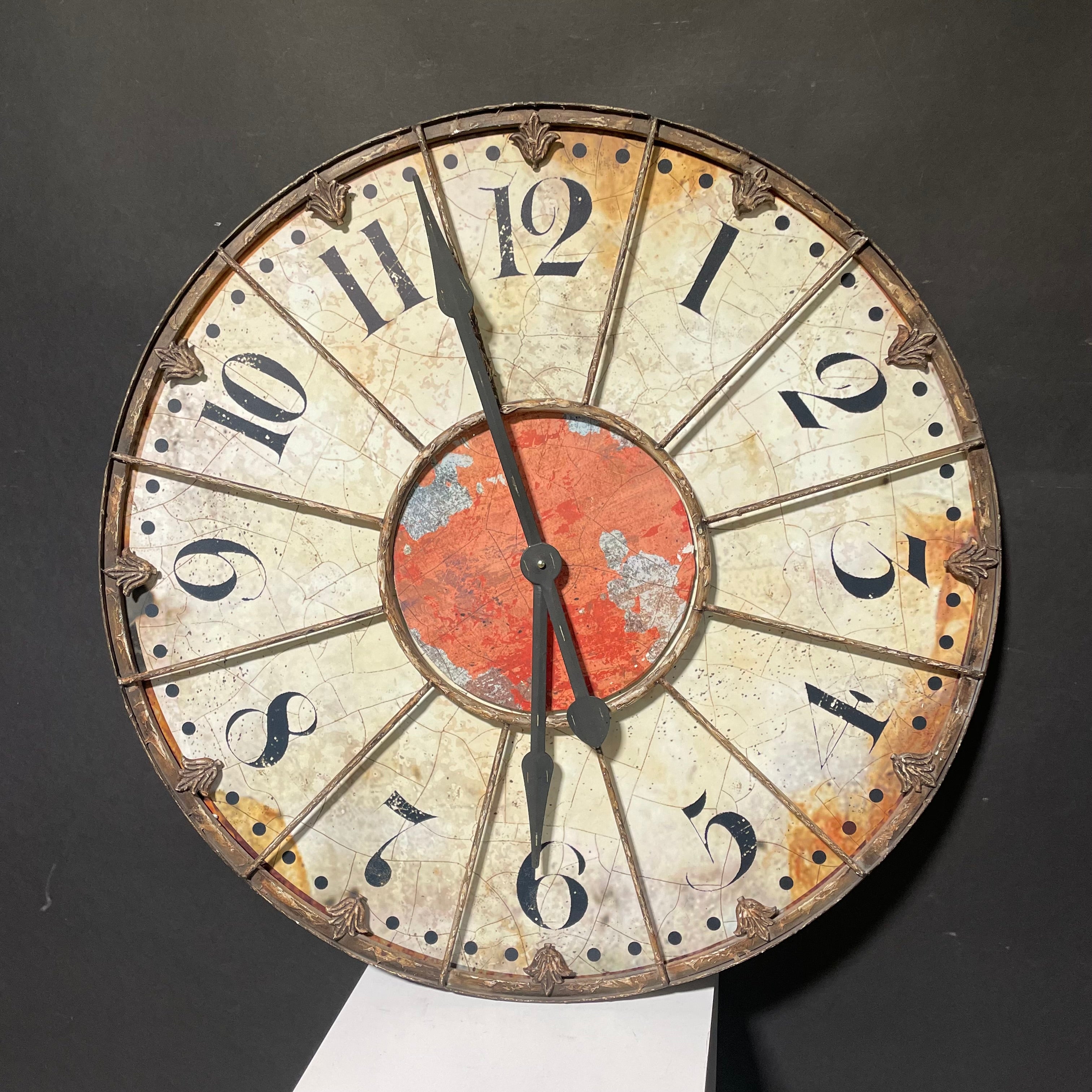 Uttermost "Torriana" Rustic Antique Style Wall Clock 29 1/2" Diameter