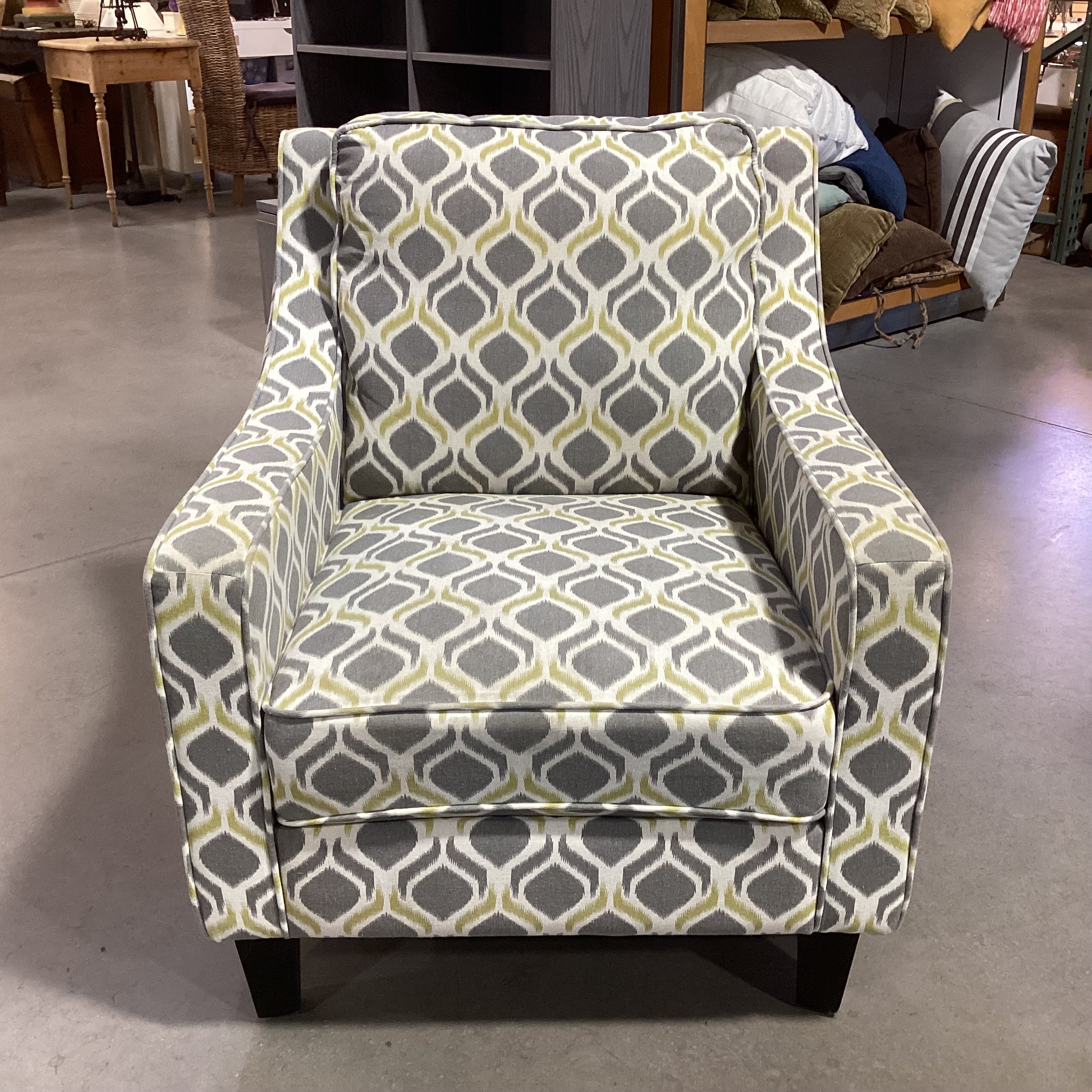 Cream Grey Gold Pattern Slope Chair 30"x 34"x 34"