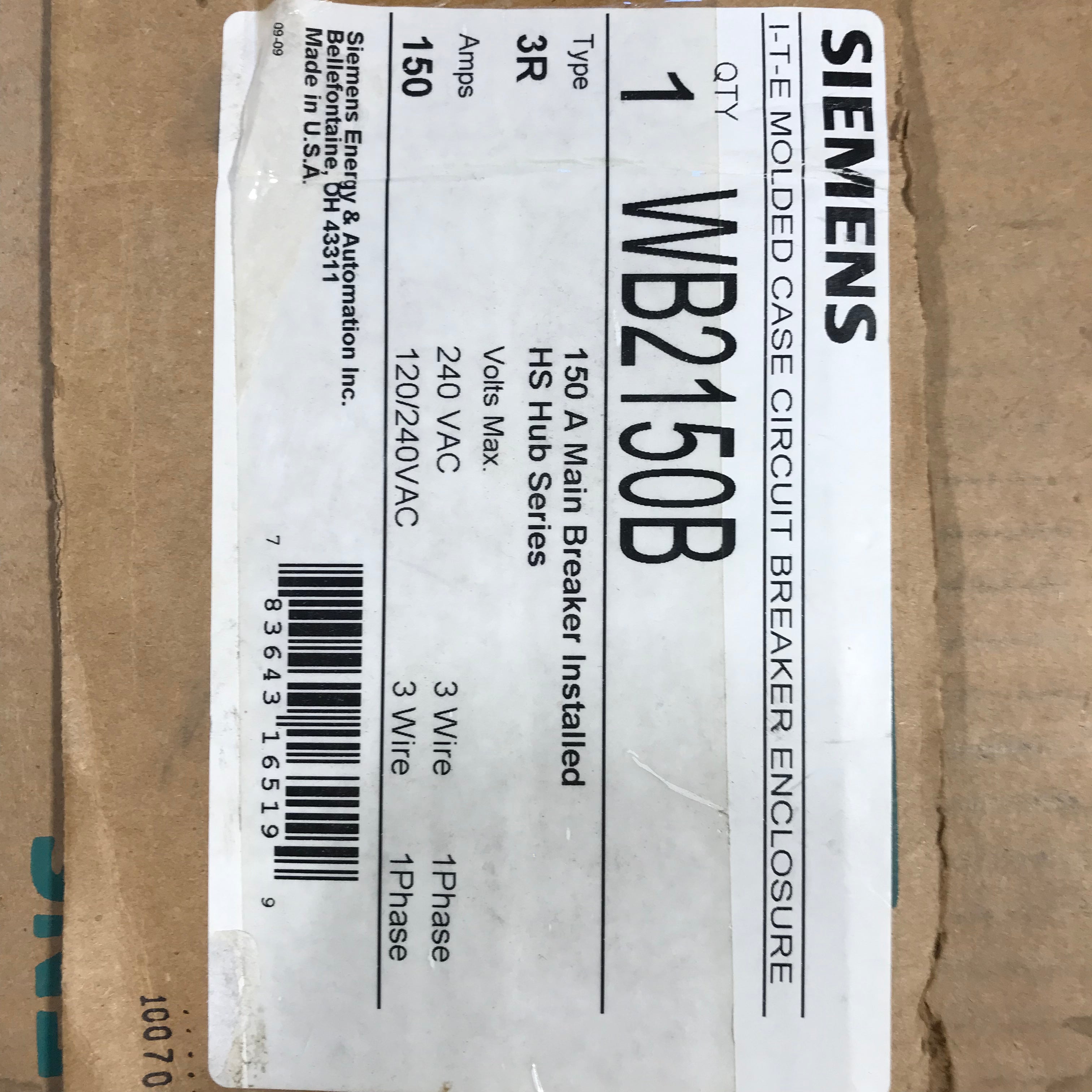 Siemens I-T-E Molded Circuit Breaker Enclosure