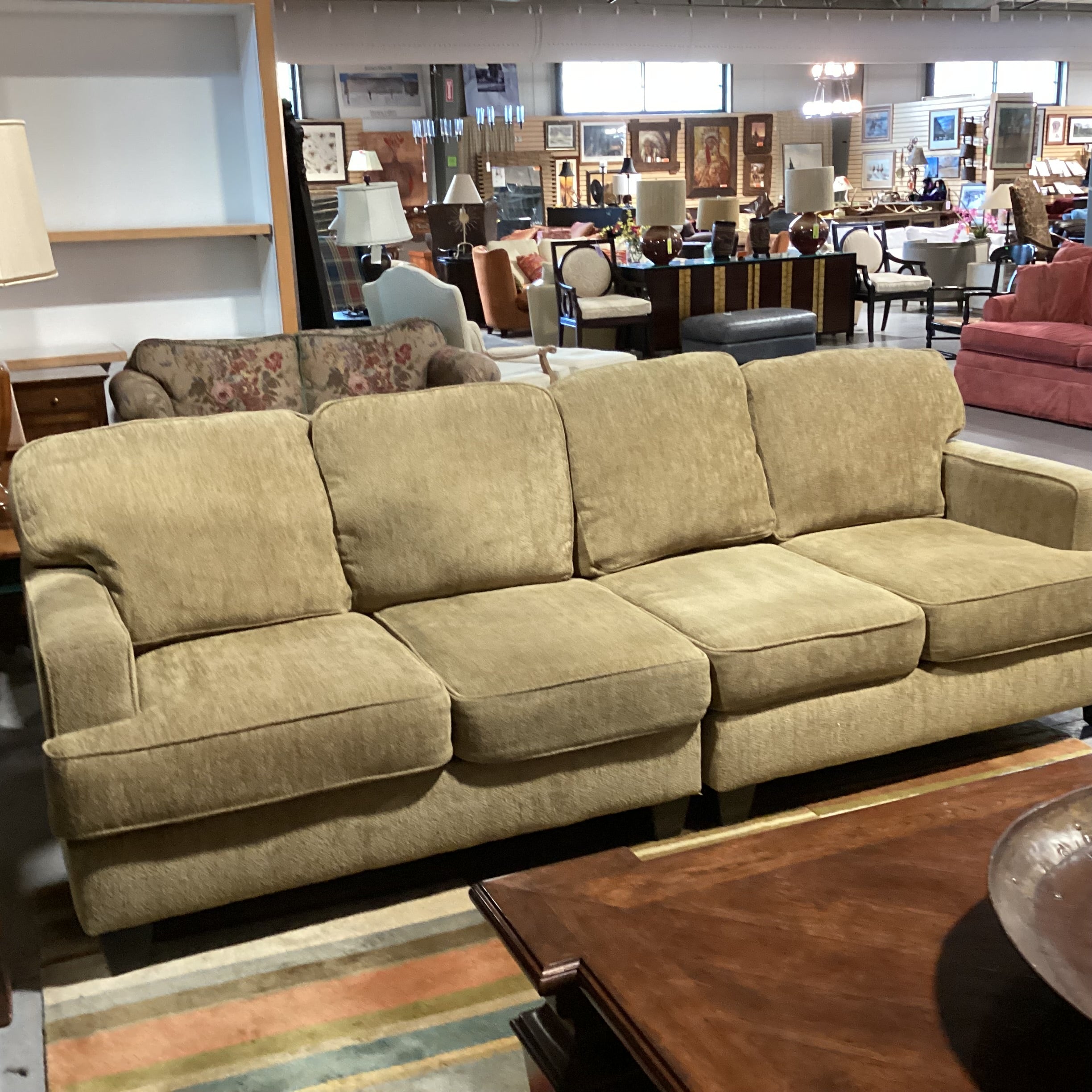 Ashley Furniture Golden Olive Chenille Woven 2 Piece Sectional 108"x 40"x 31"
